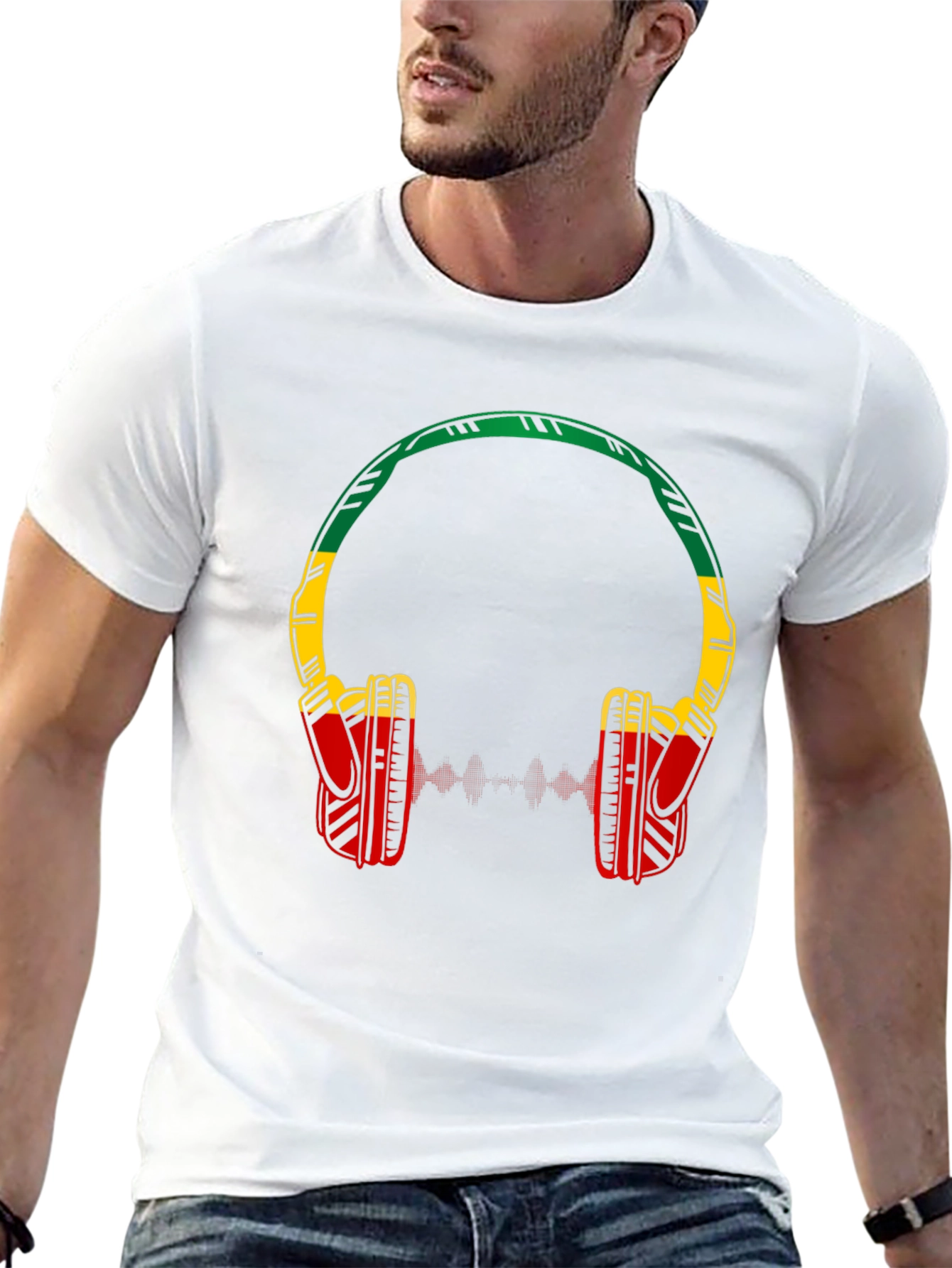 Rasta Headphones Graphic Tee - Music Lovers Shirt