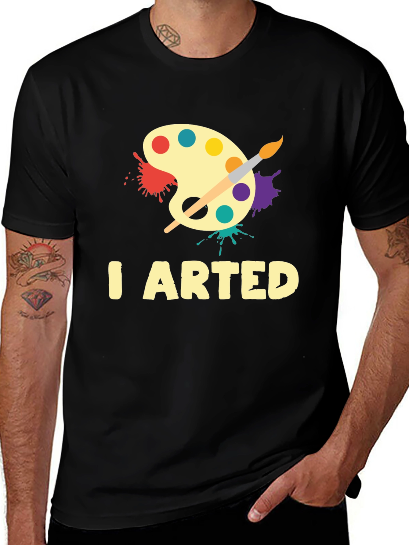 I Arted Black Graphic T-Shirt Artist Palette Tee