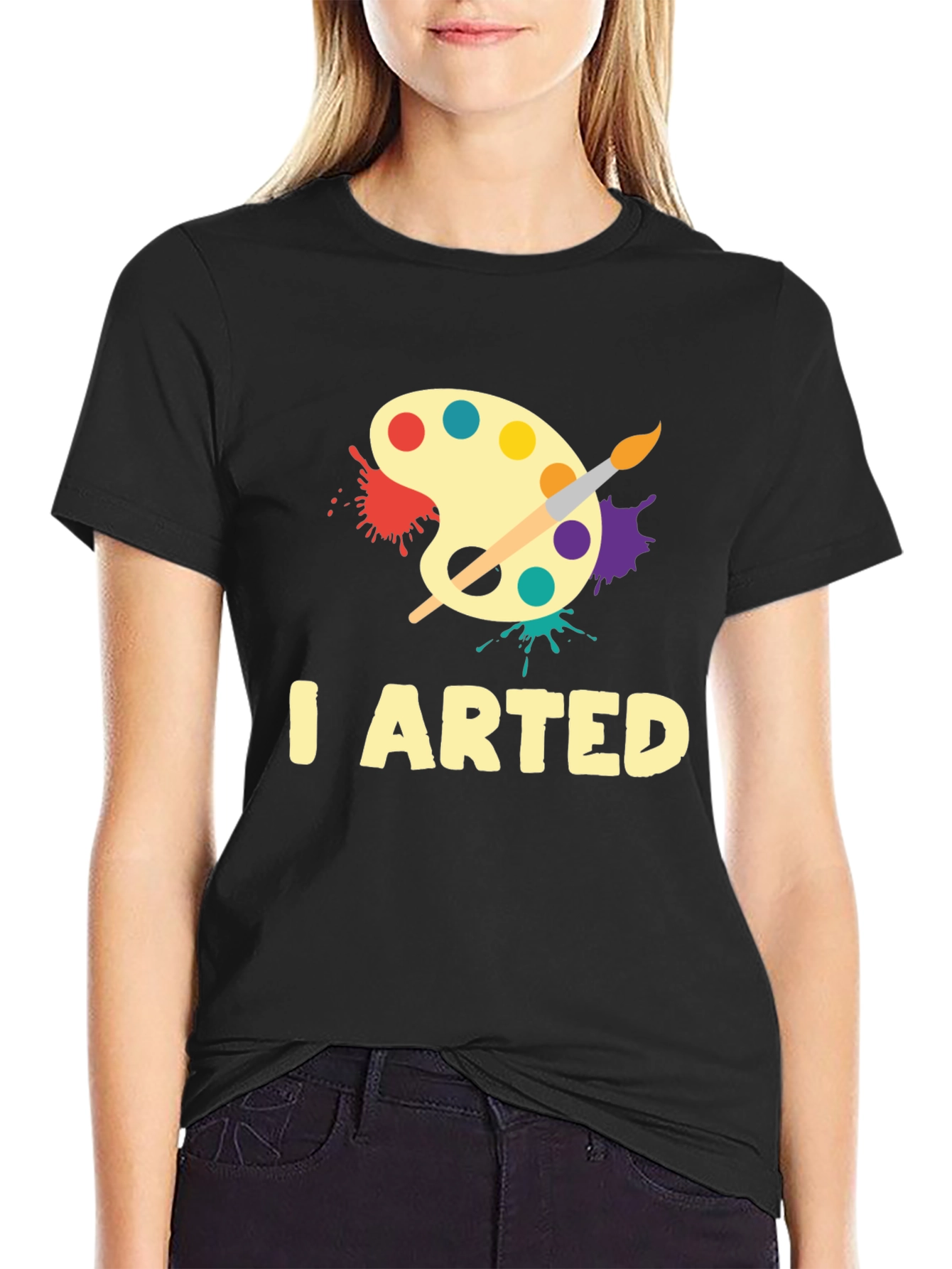 I Arted Black Graphic T-Shirt Artist Palette Tee