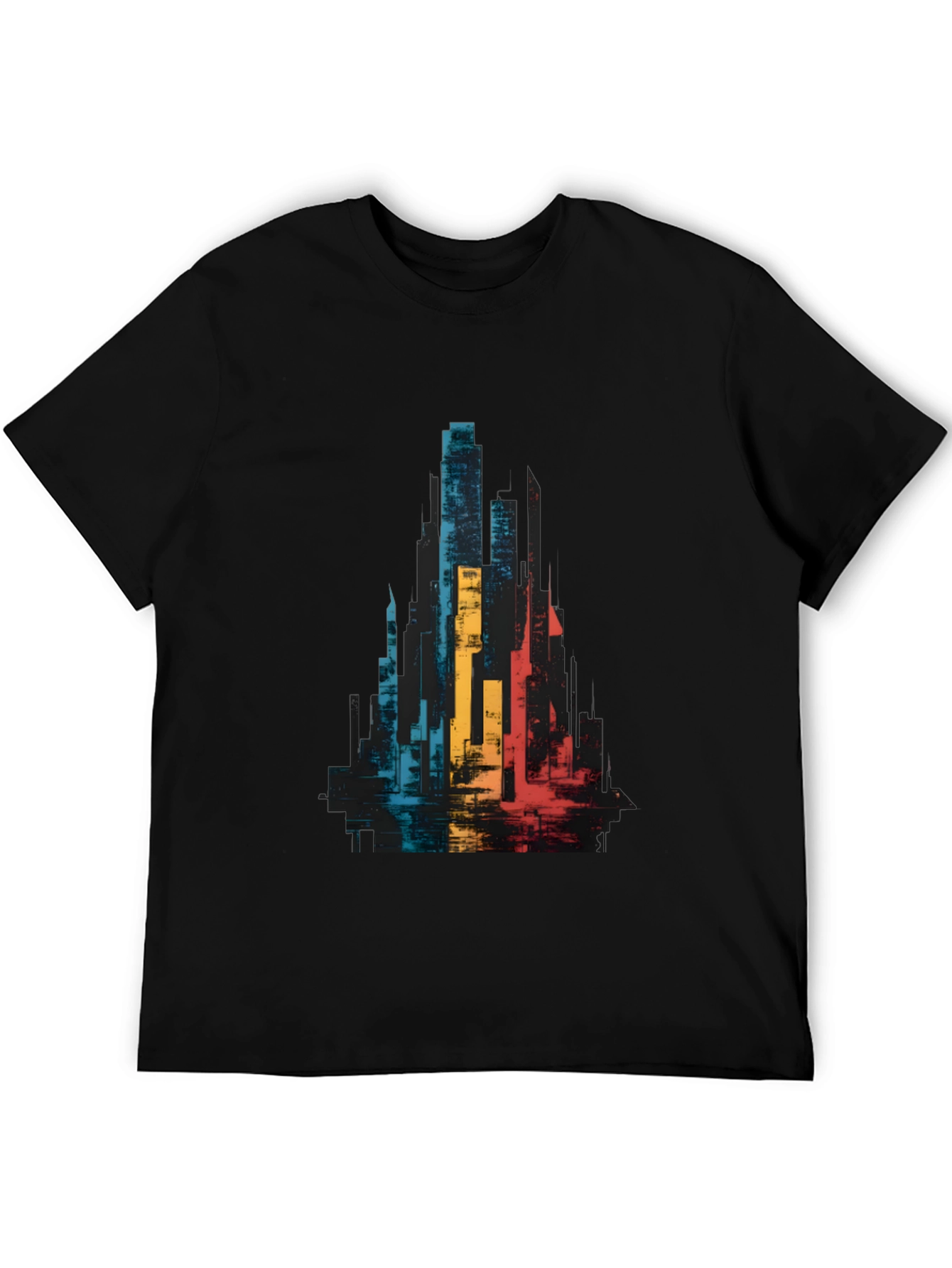 Abstract Cityscape Graphic Tee - Black Unisex T-Shirt