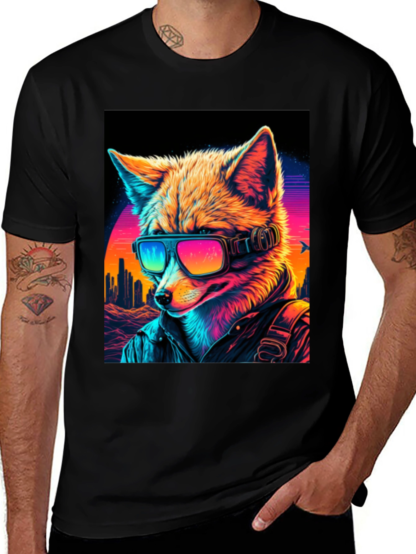 Retro Cyberpunk Fox T-Shirt