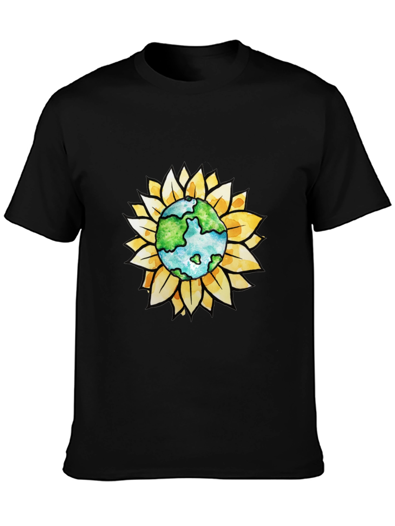 Earth Sunflower Graphic Tee - Black