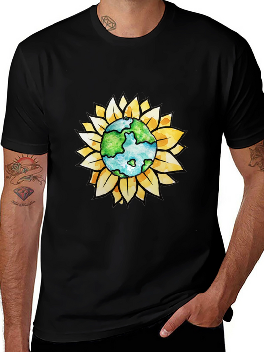 Earth Sunflower Graphic Tee - Black