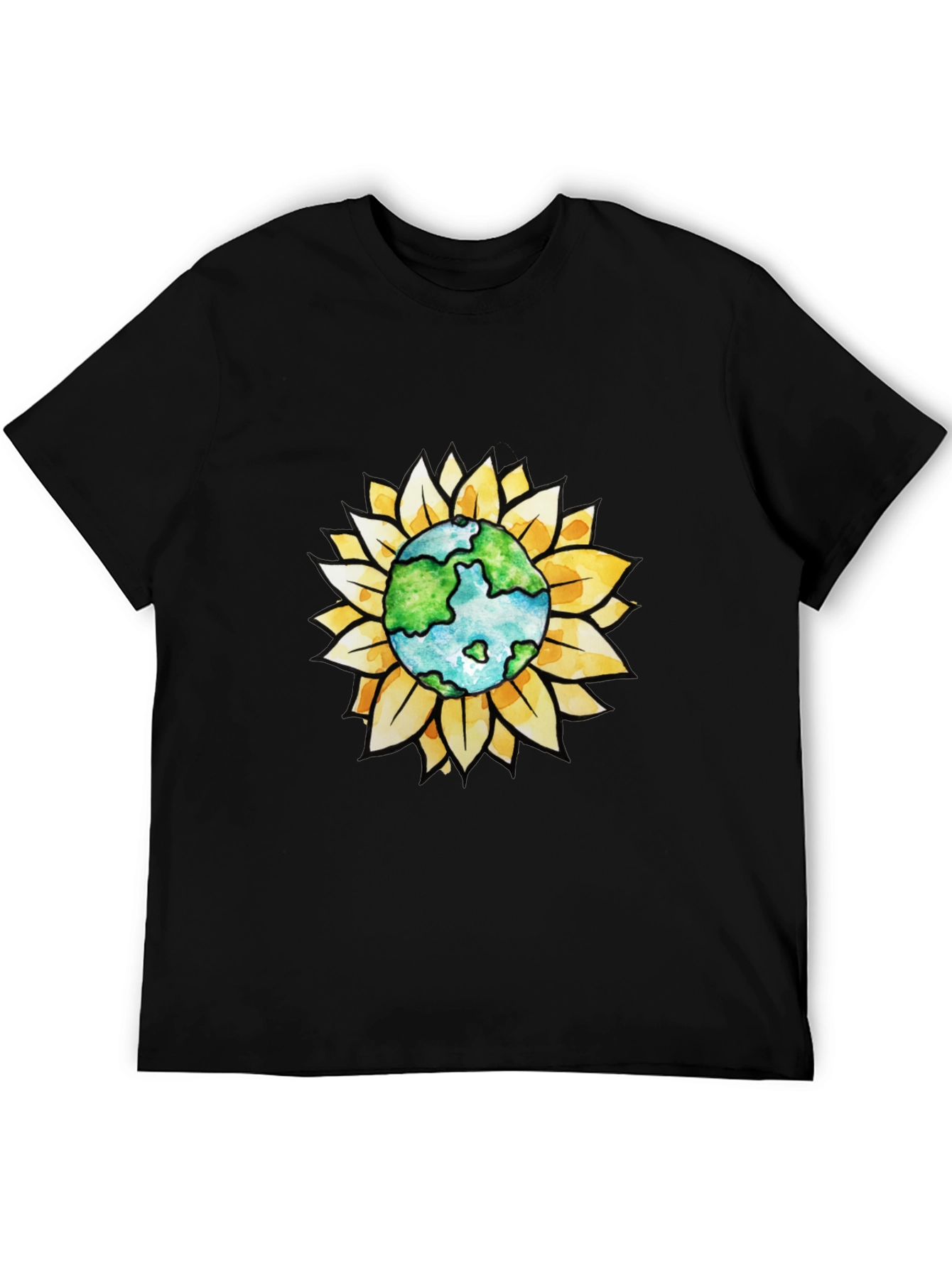 Earth Sunflower Graphic Tee - Black