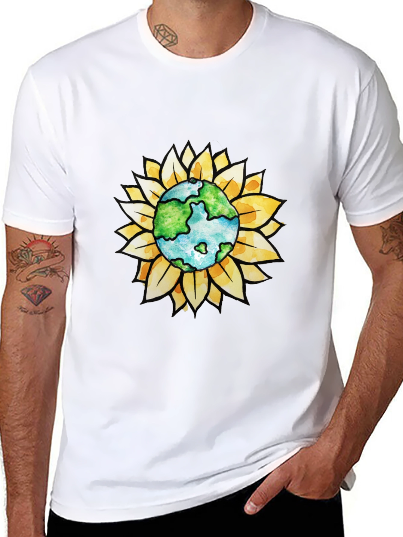 Earth Sunflower Graphic Tee - Black