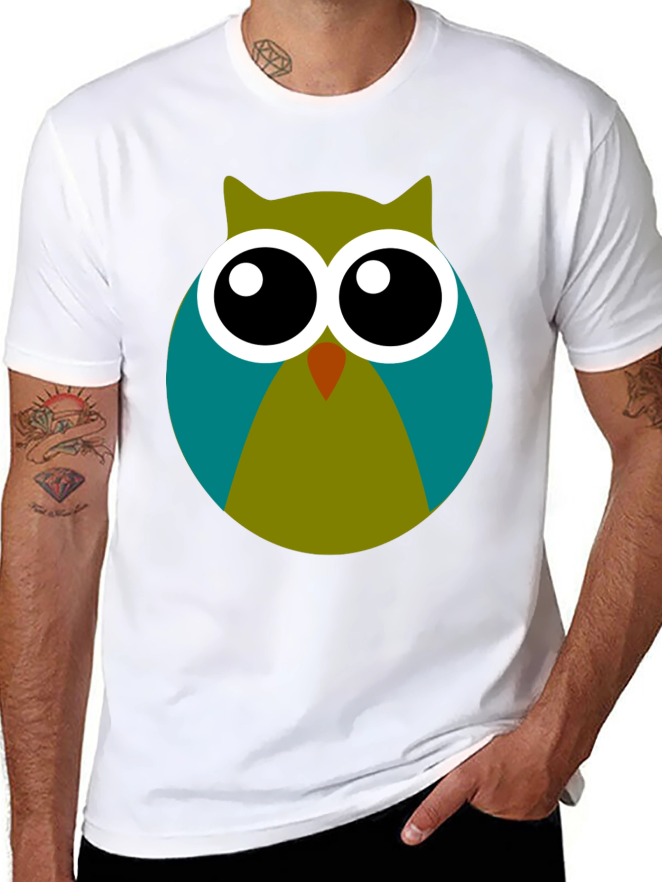 Owl Graphic Print Black T-Shirt