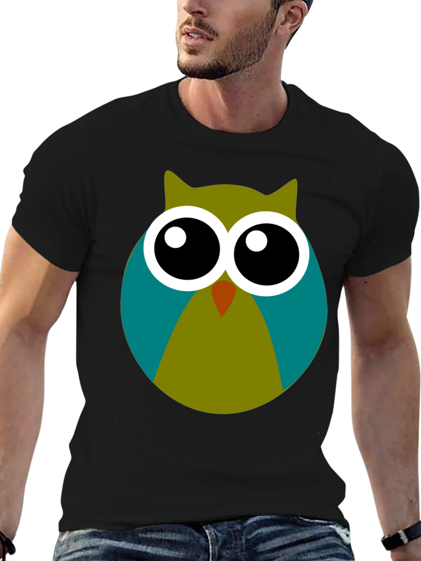Owl Graphic Print Black T-Shirt