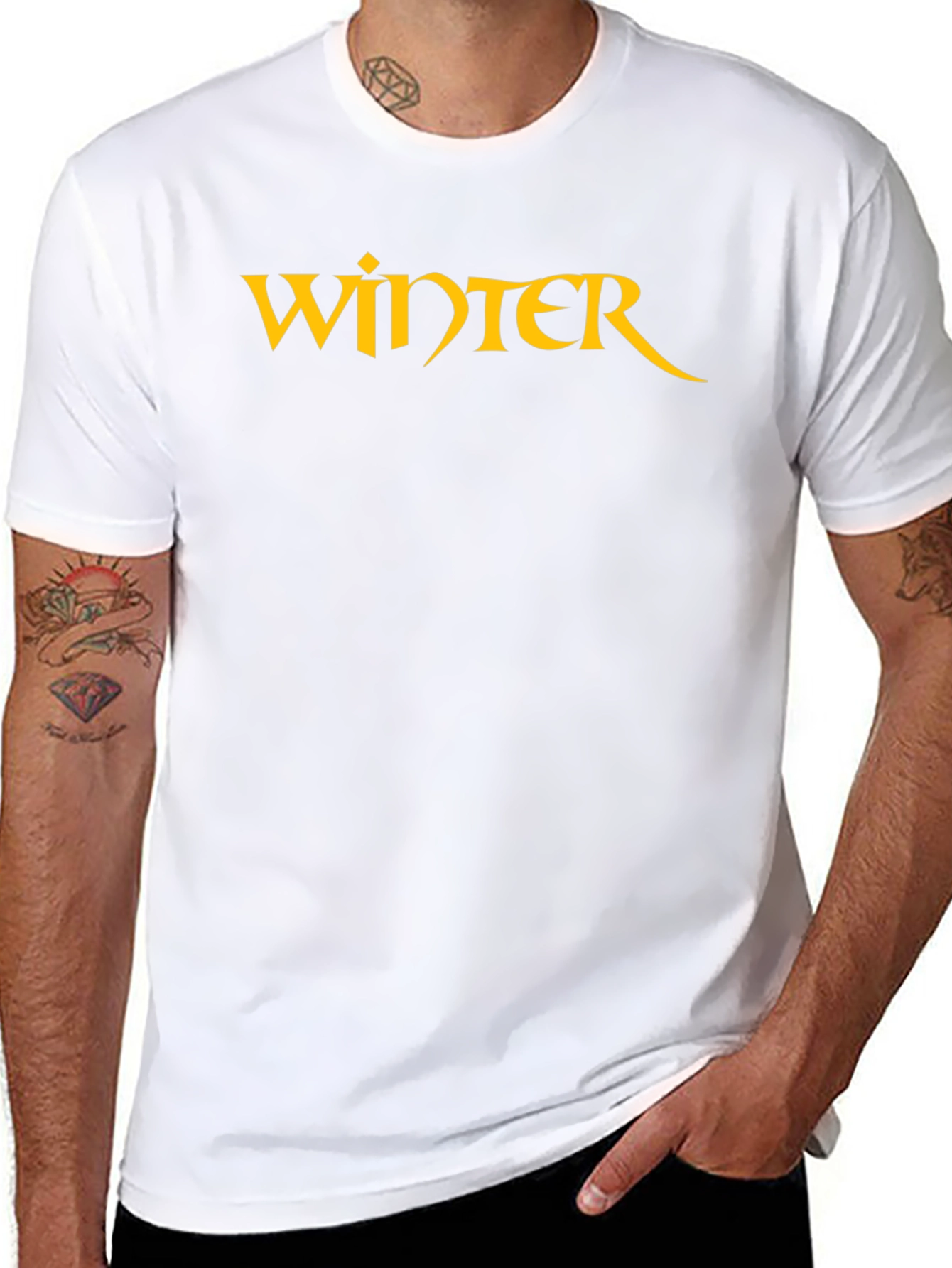 Winter Graphic T-Shirt - Black Cotton Blend Tee