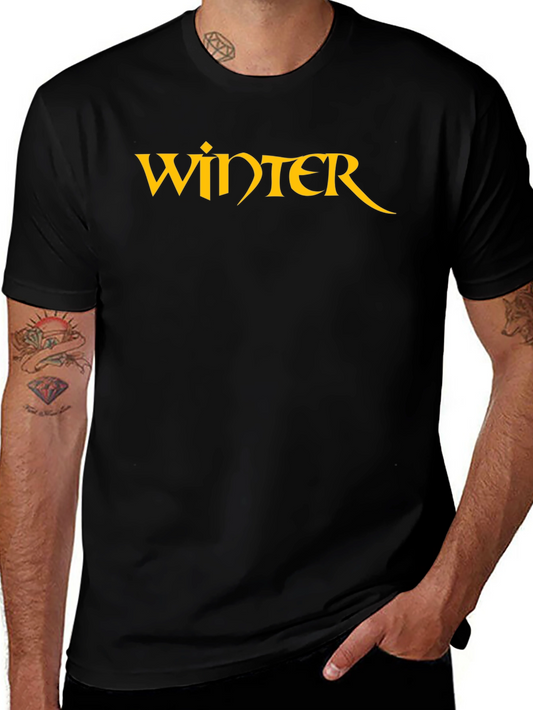 Winter Graphic T-Shirt - Black Cotton Blend Tee