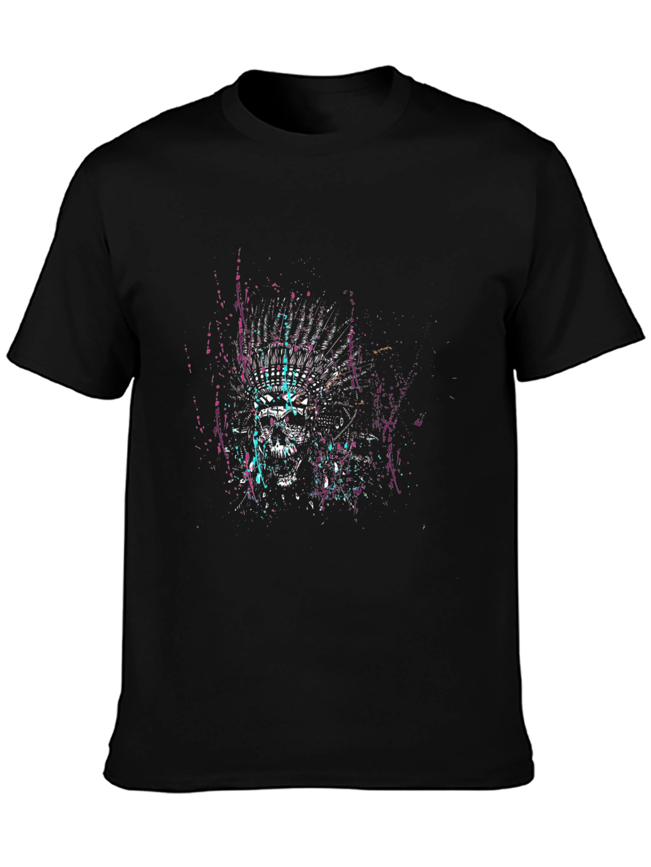 Skull Headdress Graphic Tee - Black