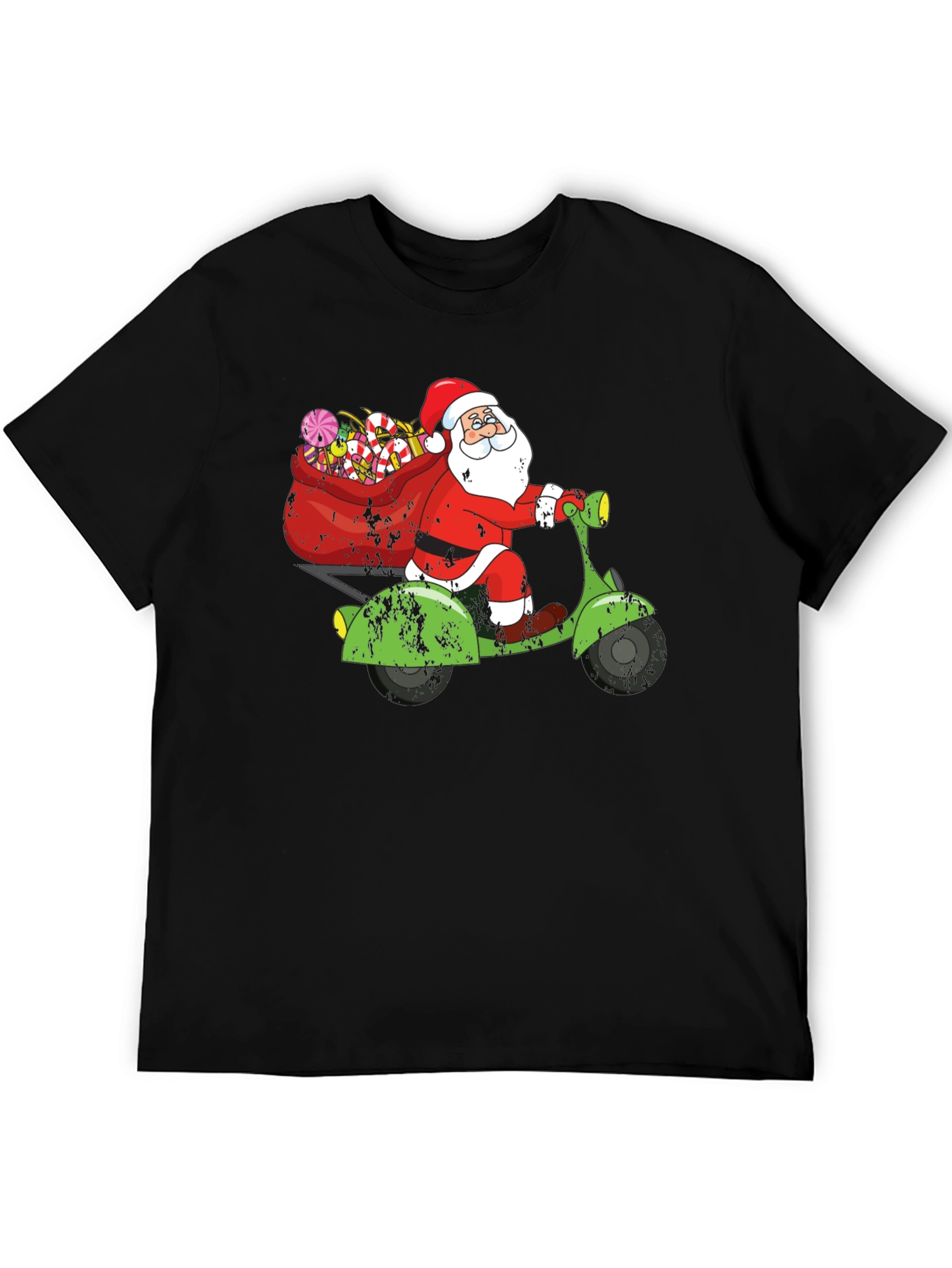 Santa Scooter Graphic Tee - Holiday Fun