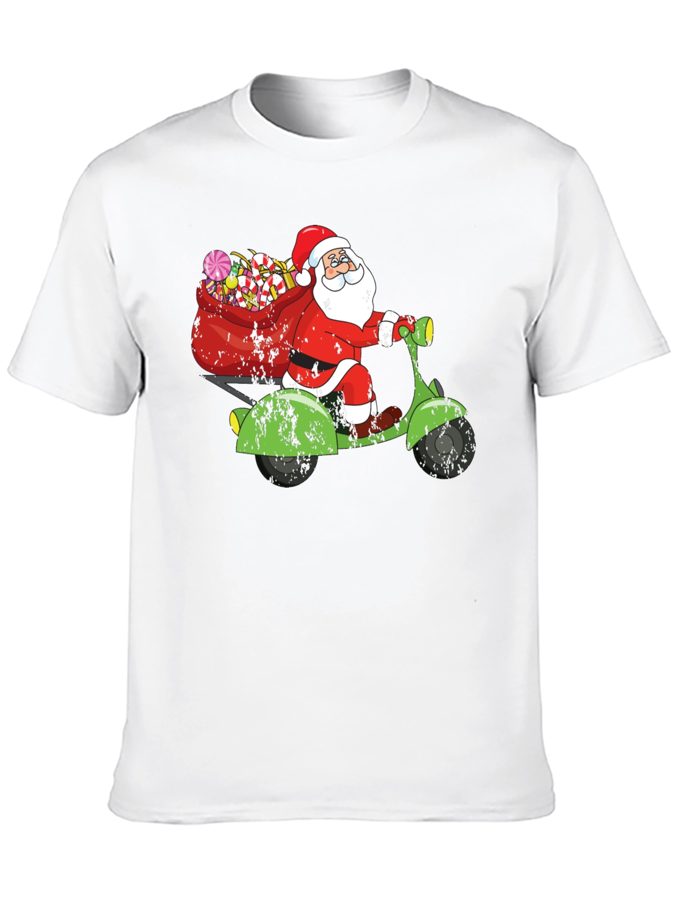Santa Scooter Graphic Tee - Holiday Fun