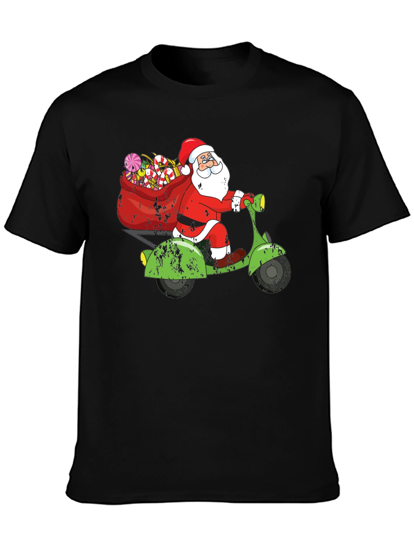 Santa Scooter Graphic Tee - Holiday Fun