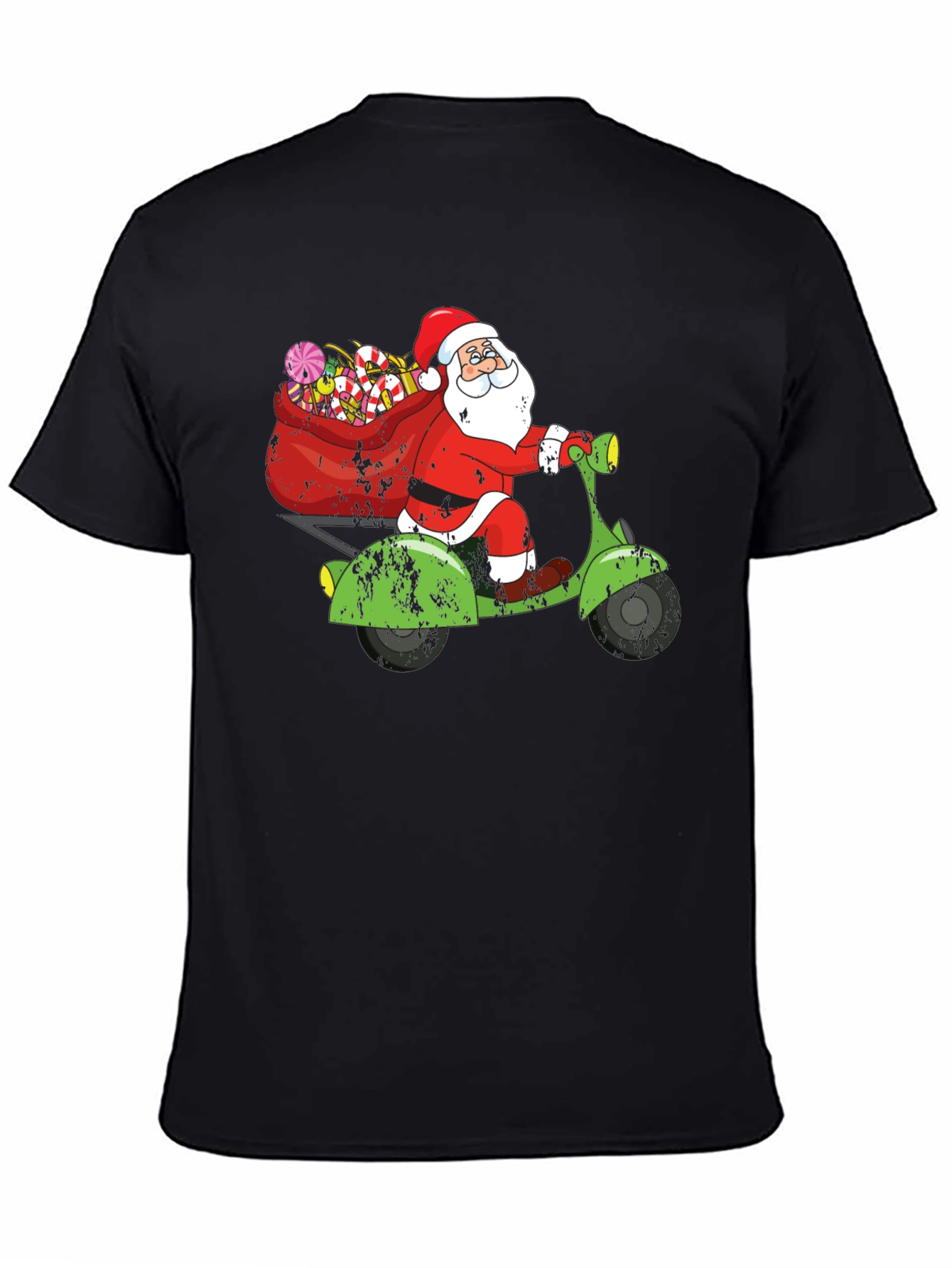 Santa Scooter Graphic Tee - Holiday Fun
