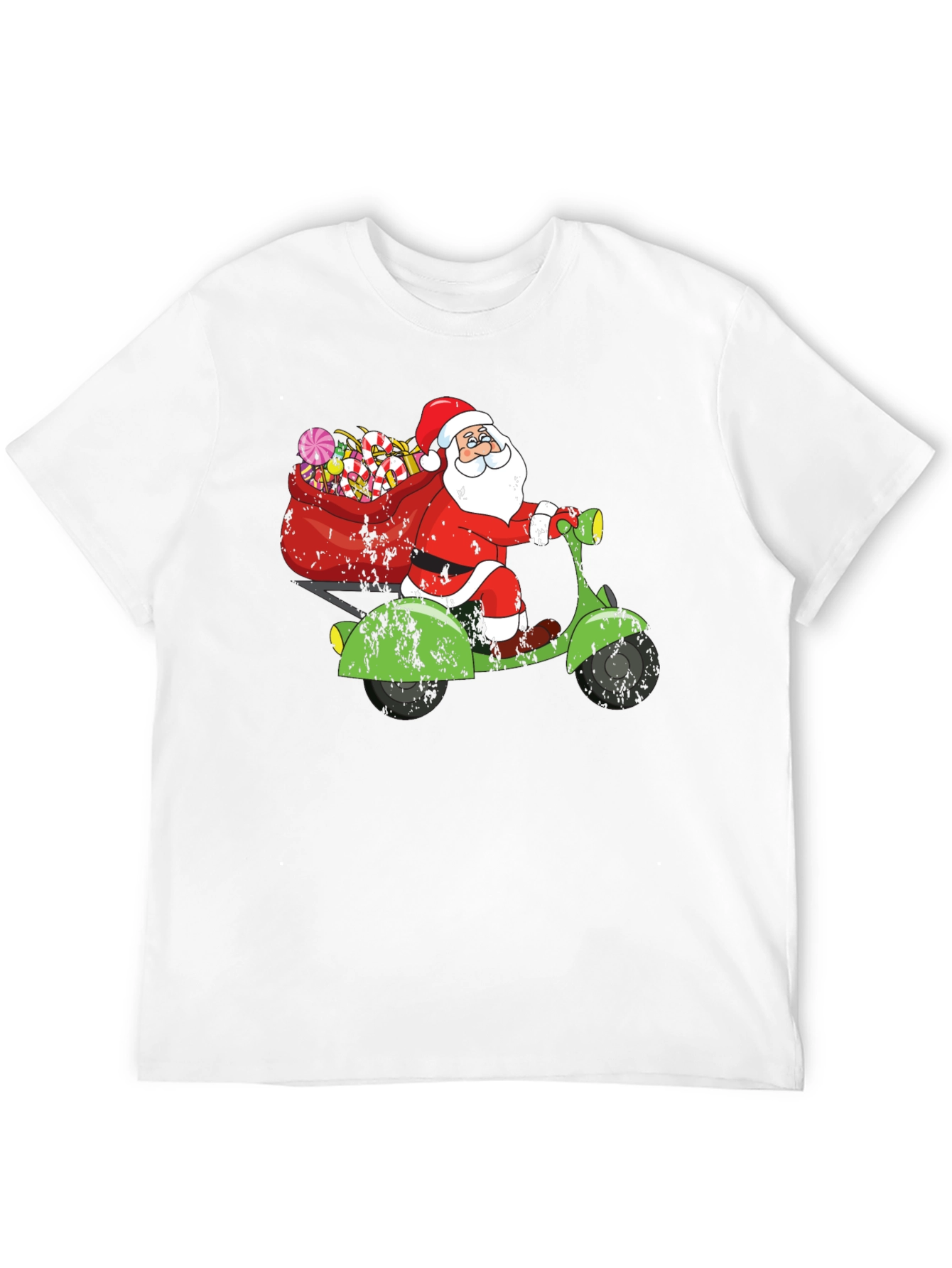 Santa Scooter Graphic Tee - Holiday Fun