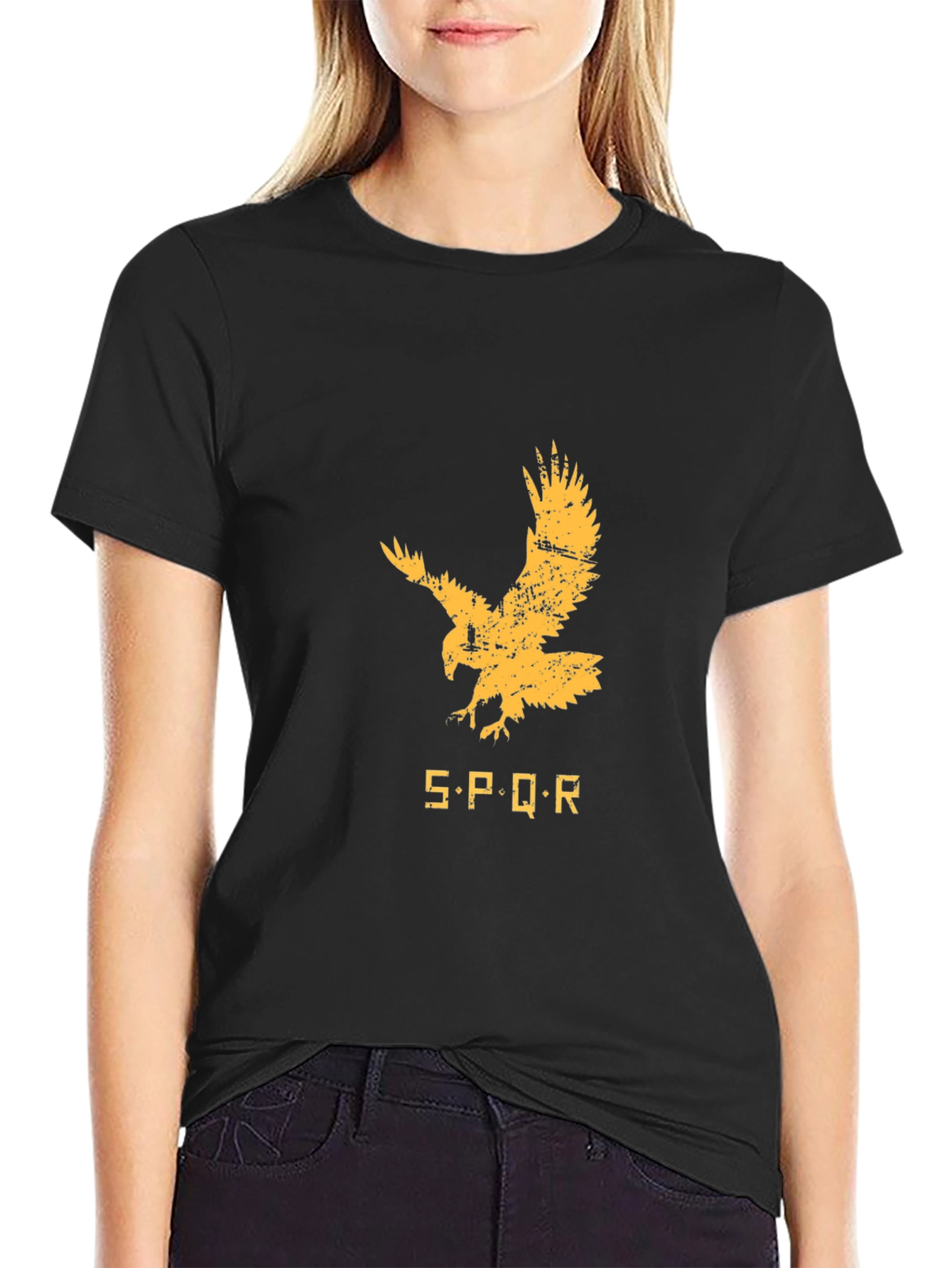 SPQR Eagle Graphic T-Shirt - Black