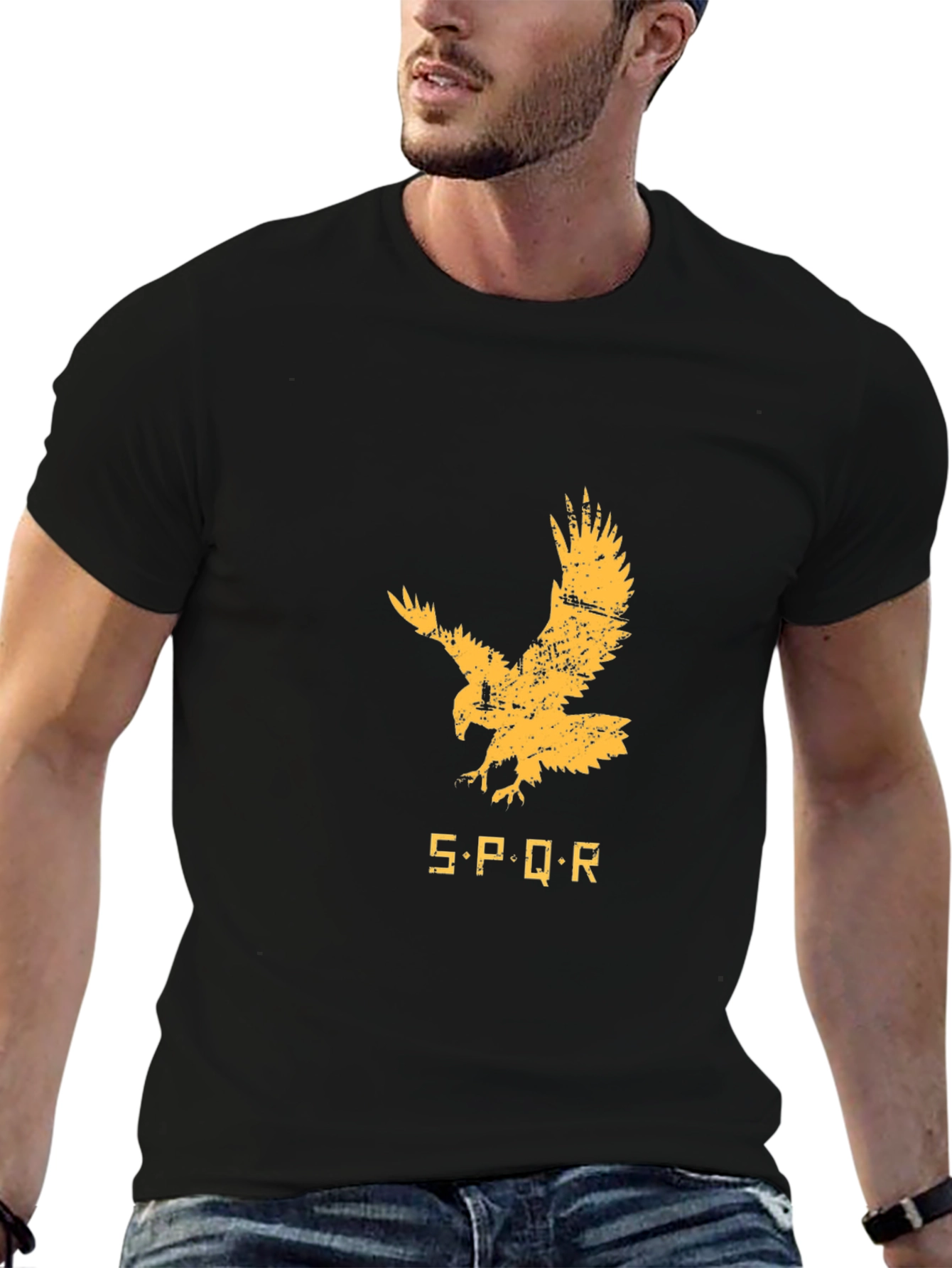 SPQR Eagle Graphic T-Shirt - Black