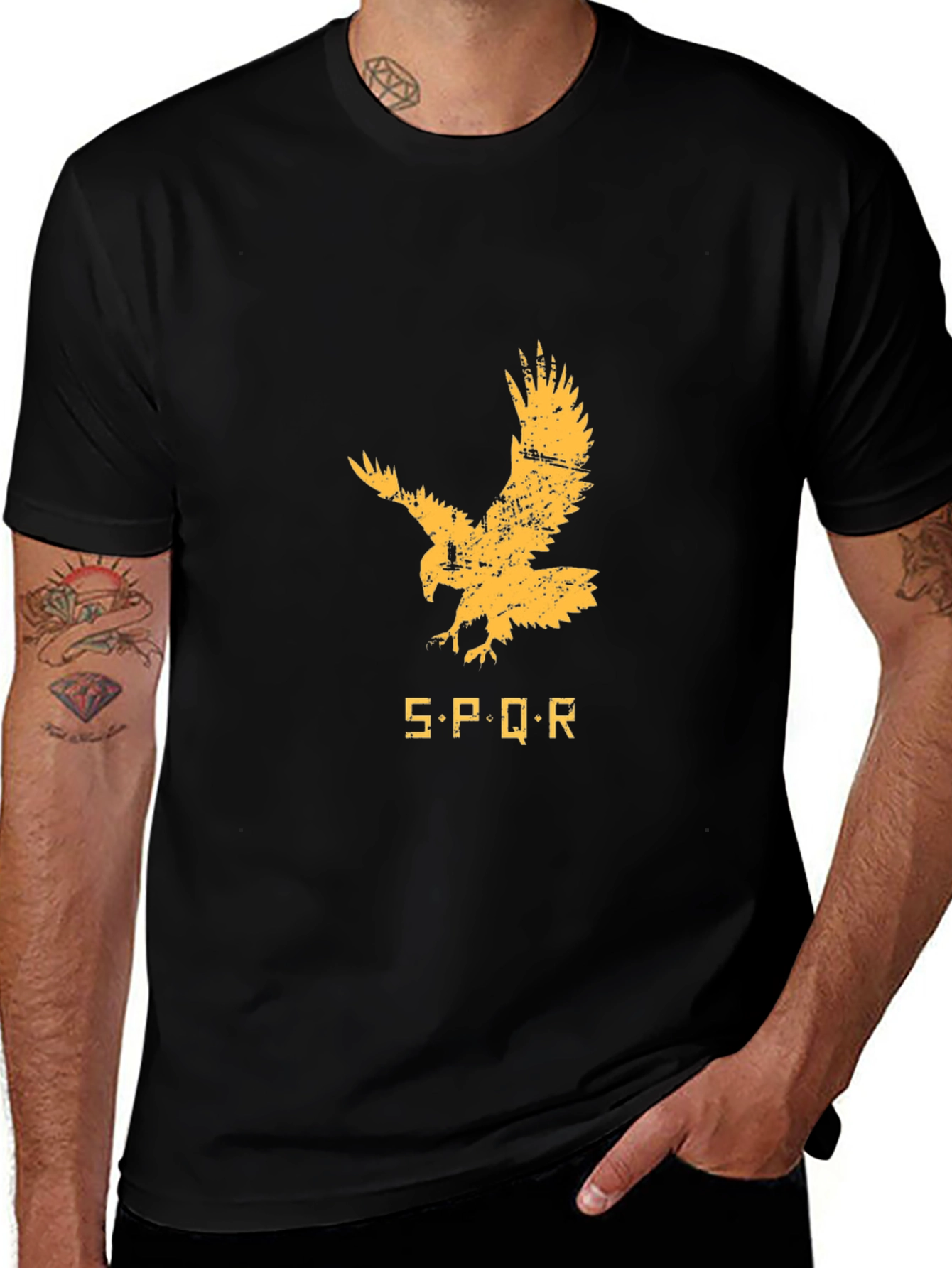 SPQR Eagle Graphic T-Shirt - Black