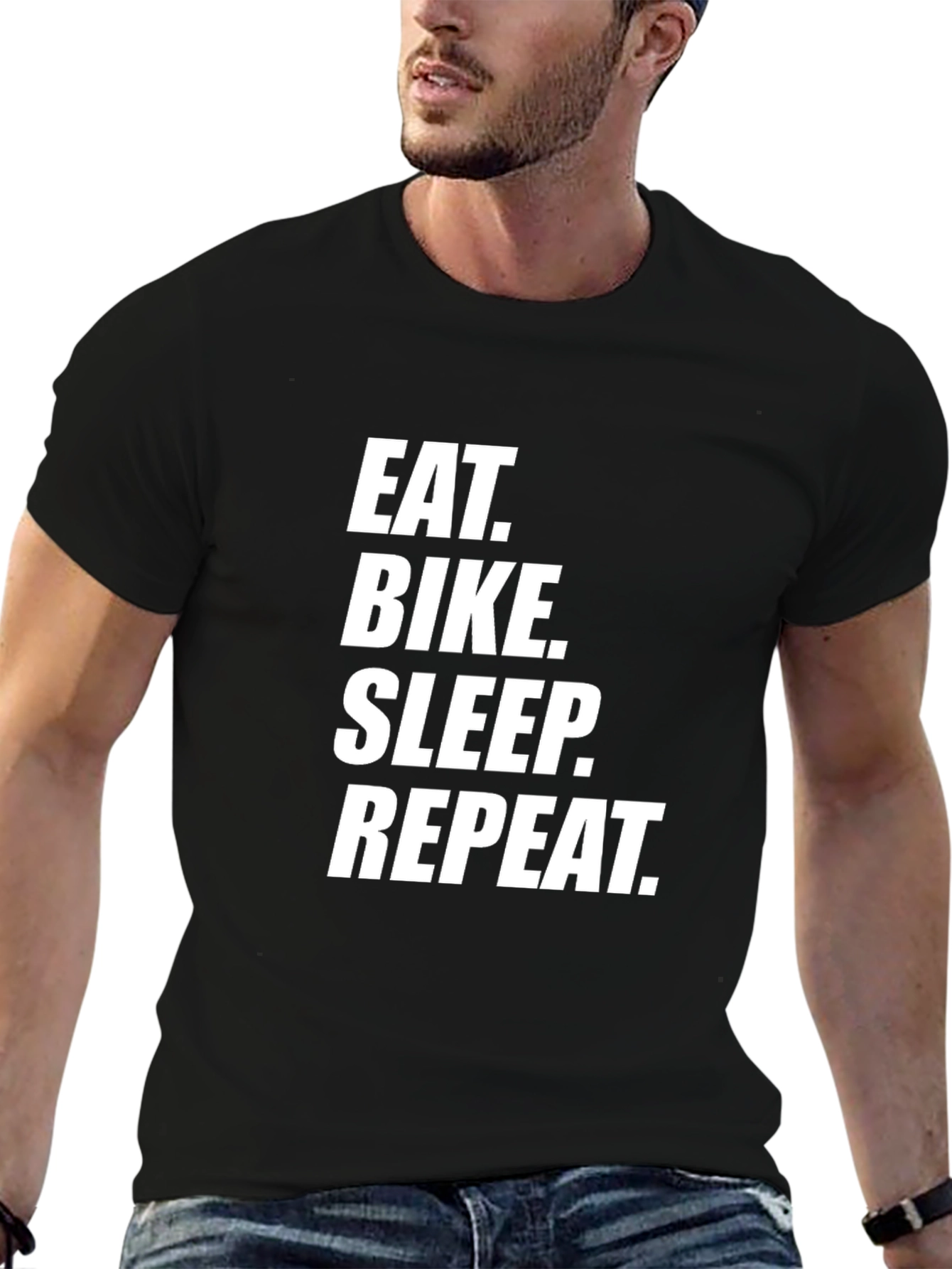 Eat Bike Sleep Repeat - Mens Black T-Shirt