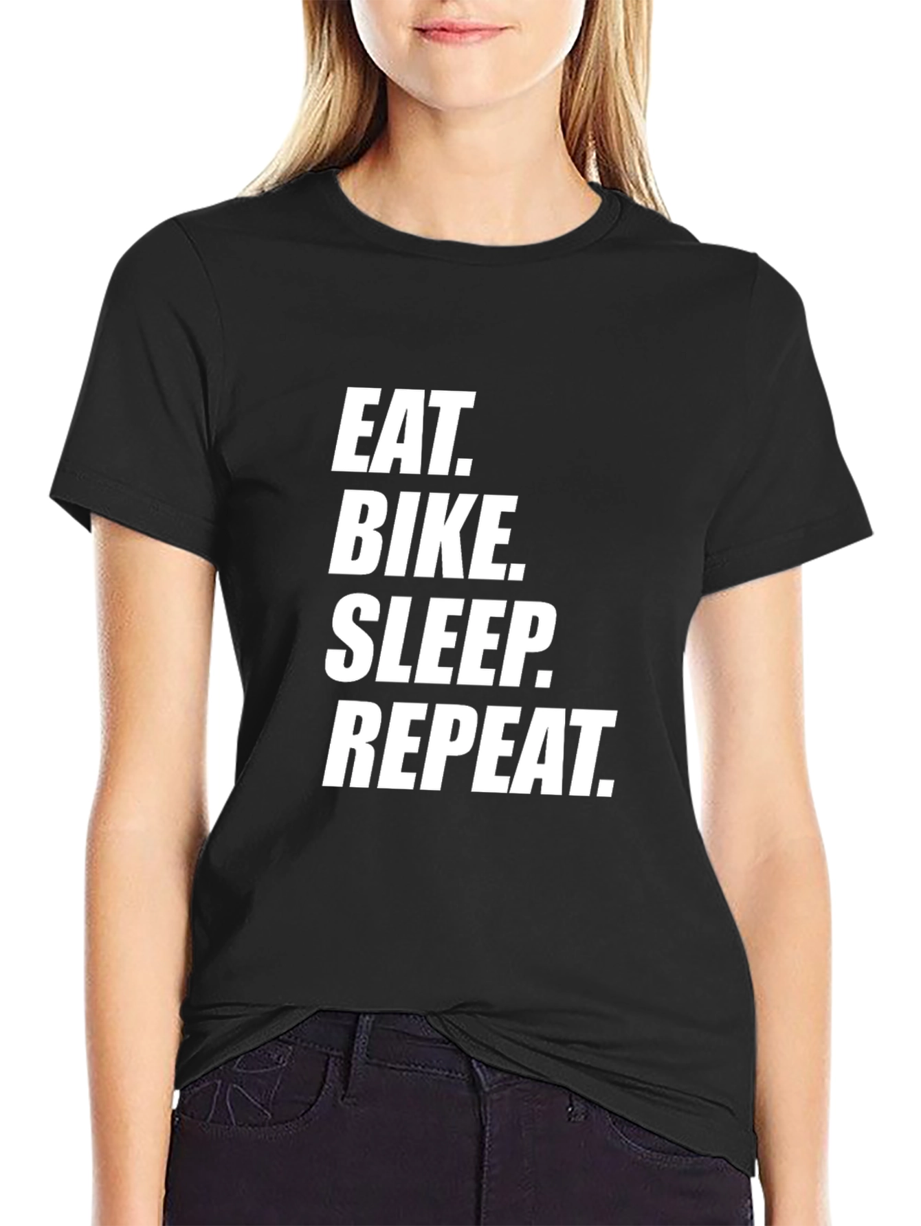Eat Bike Sleep Repeat - Mens Black T-Shirt