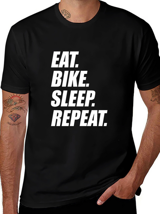 Eat Bike Sleep Repeat - Mens Black T-Shirt