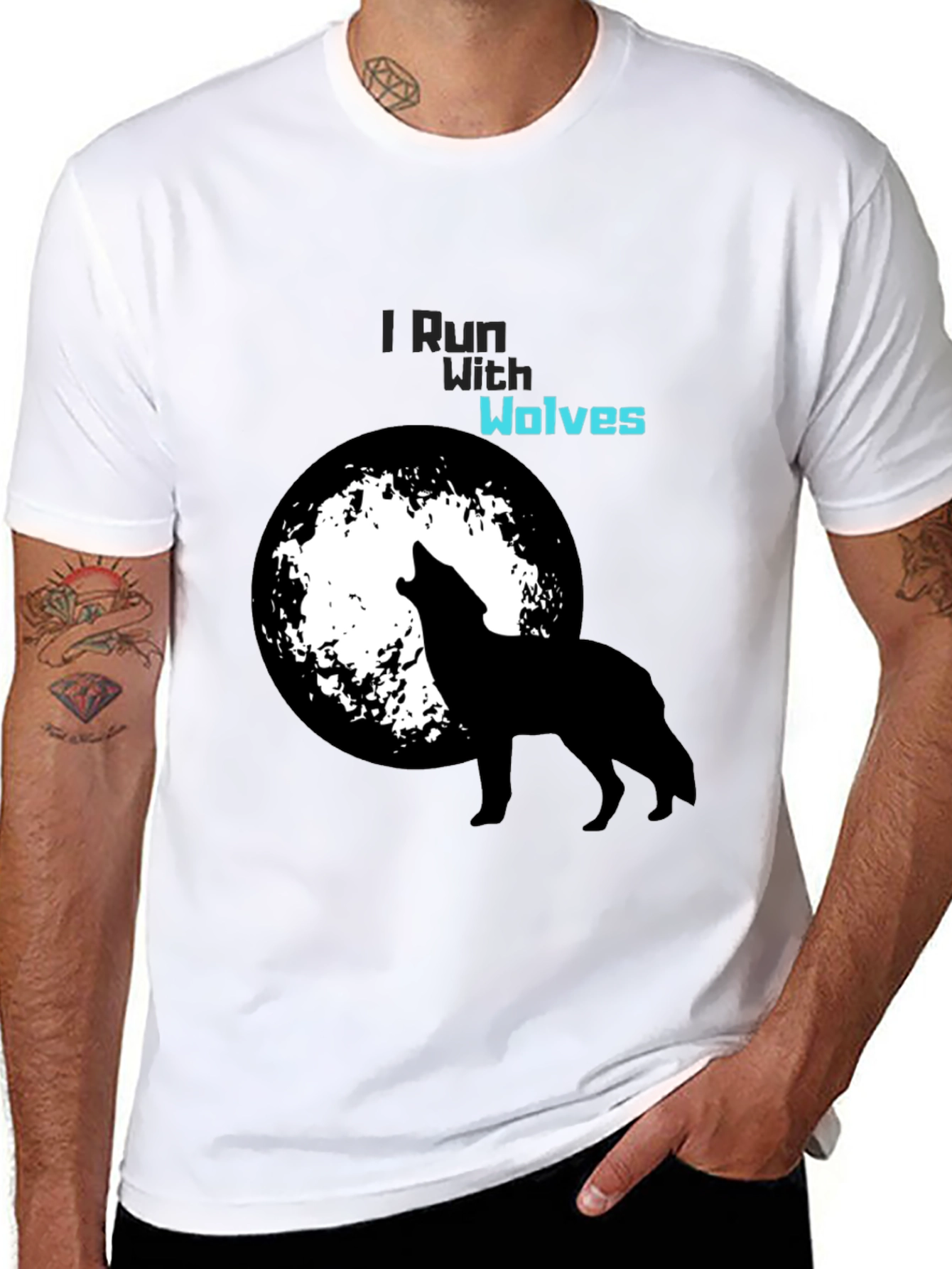 I Run With Wolves Black T-Shirt