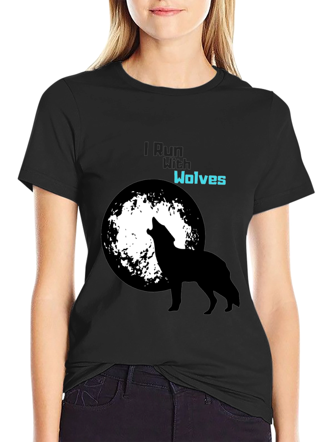 I Run With Wolves Black T-Shirt