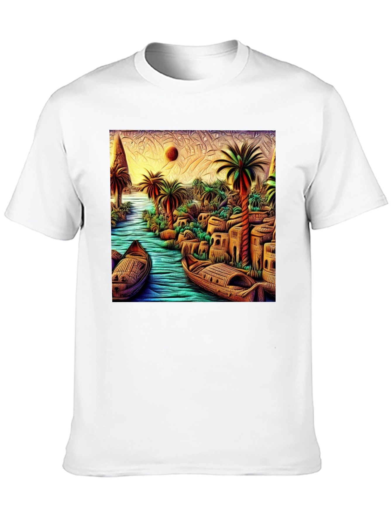 Tropical River Art Mens Black T-Shirt