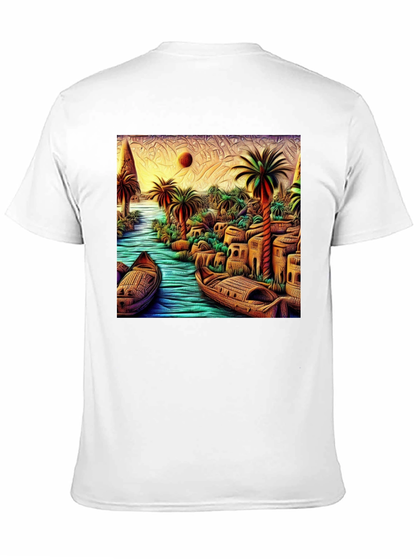 Tropical River Art Mens Black T-Shirt