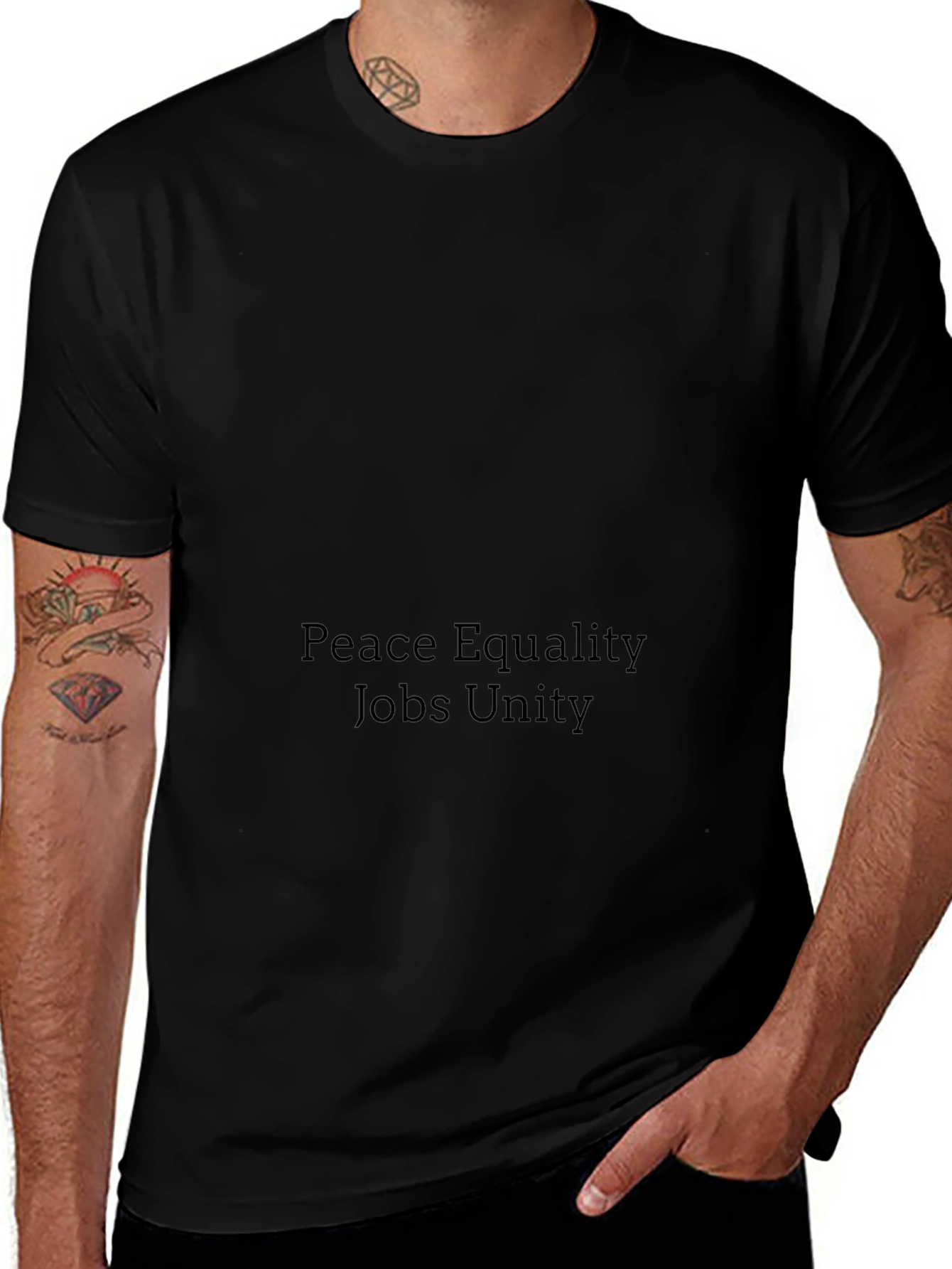 Peace Equality Jobs Unity Black T-Shirt