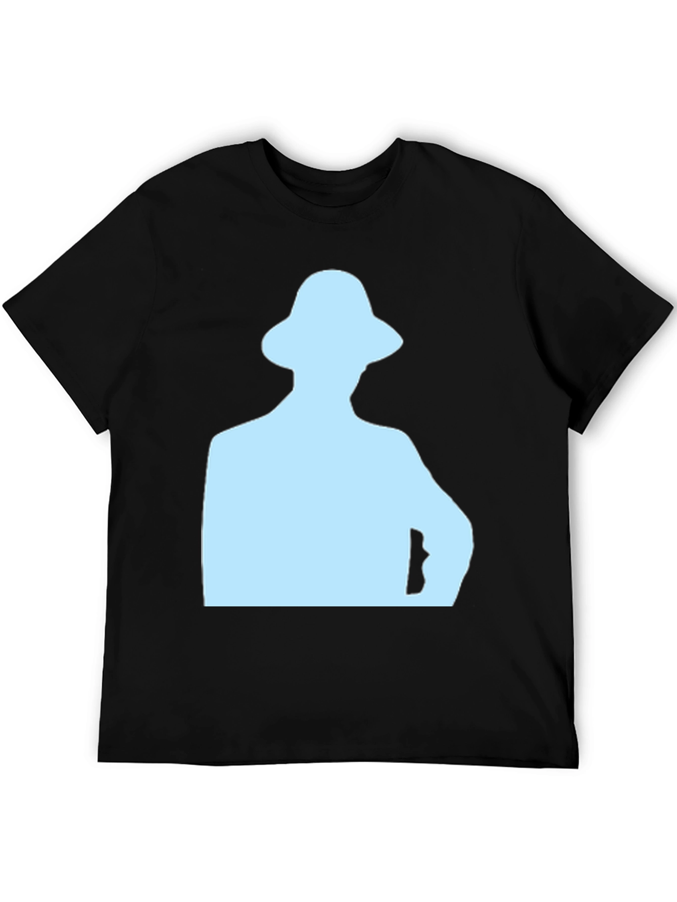 Mens Black T-Shirt with Light Blue Silhouette