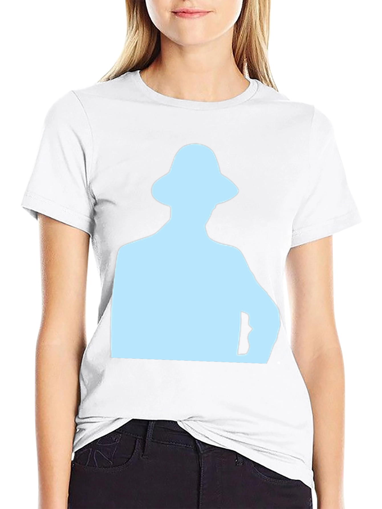 Mens Black T-Shirt with Light Blue Silhouette