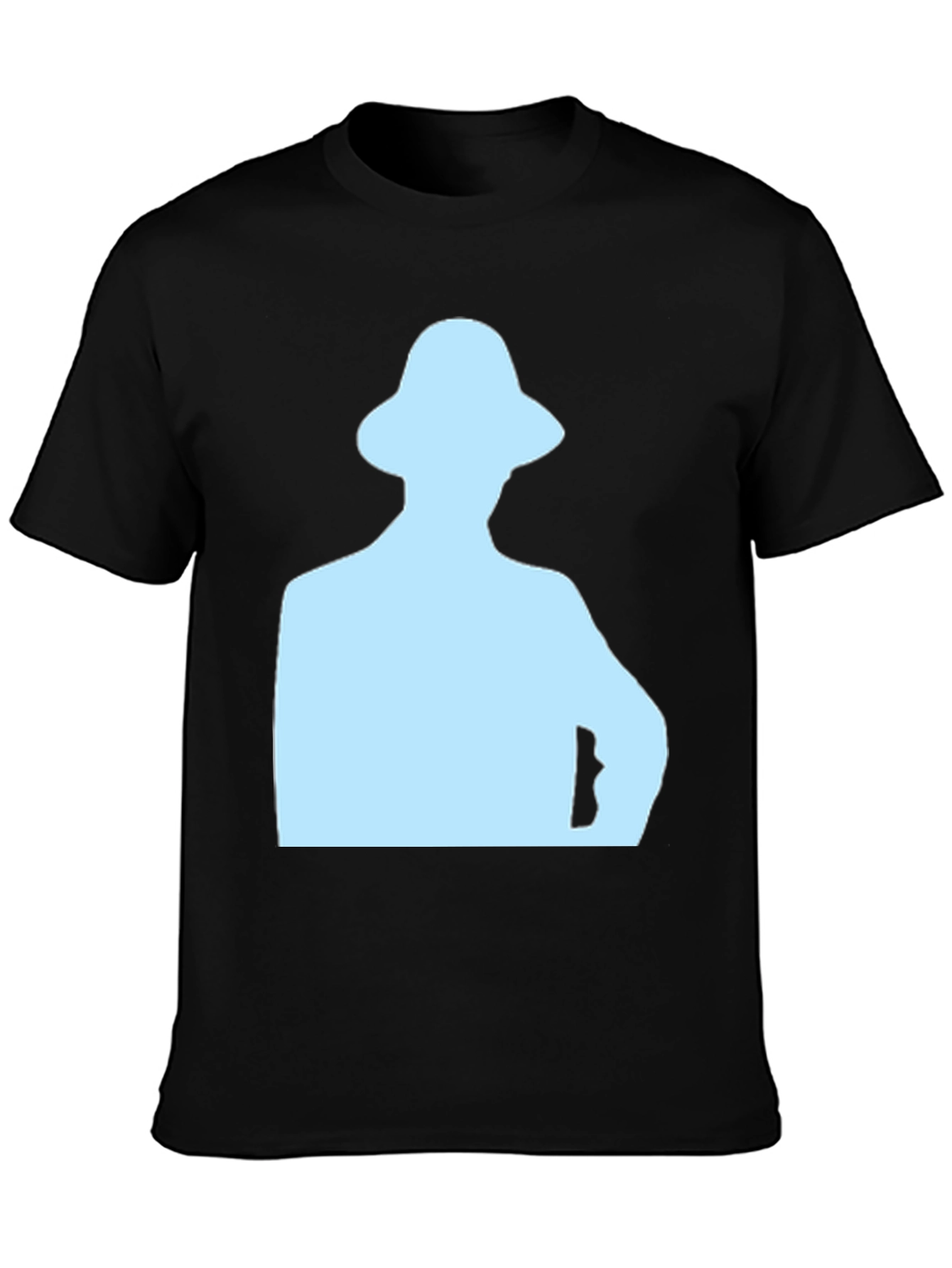 Mens Black T-Shirt with Light Blue Silhouette