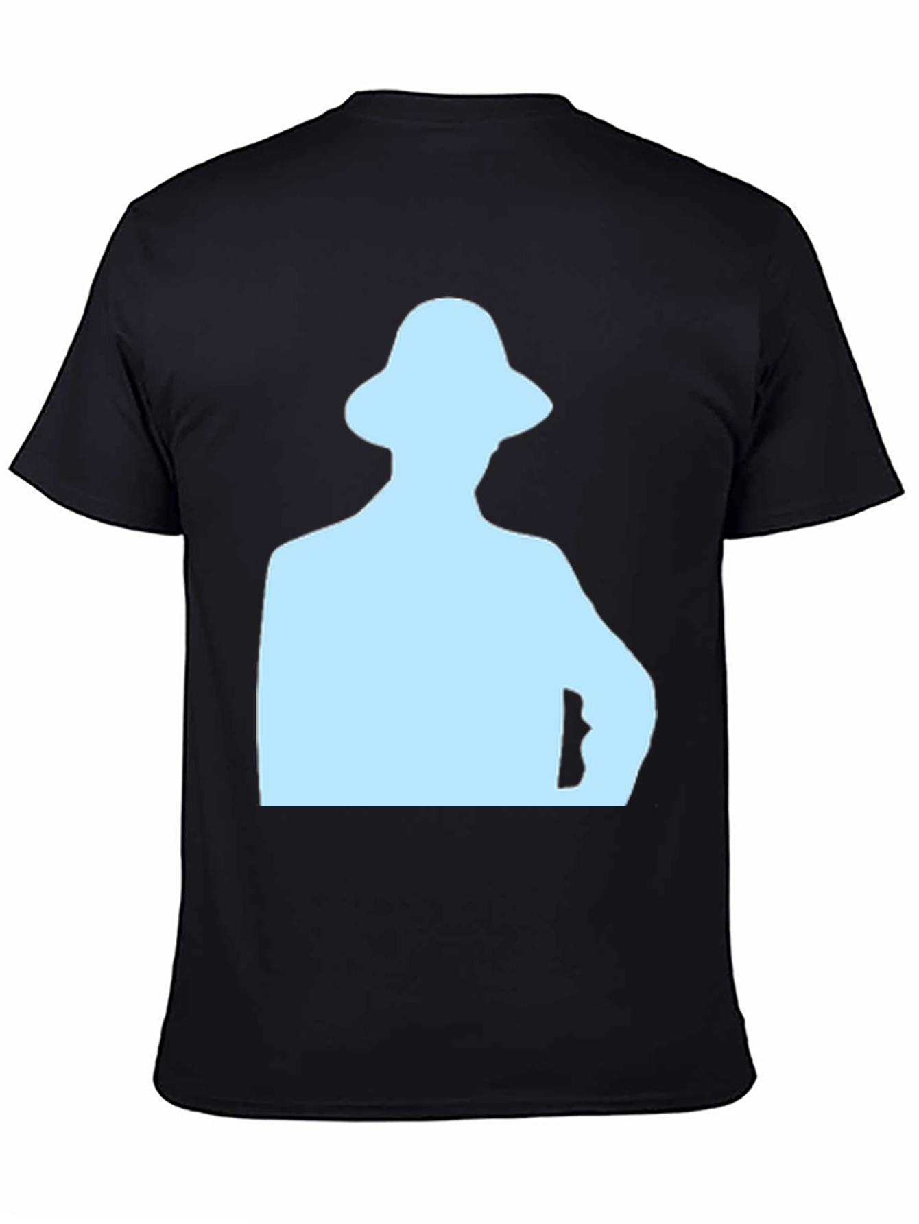 Mens Black T-Shirt with Light Blue Silhouette
