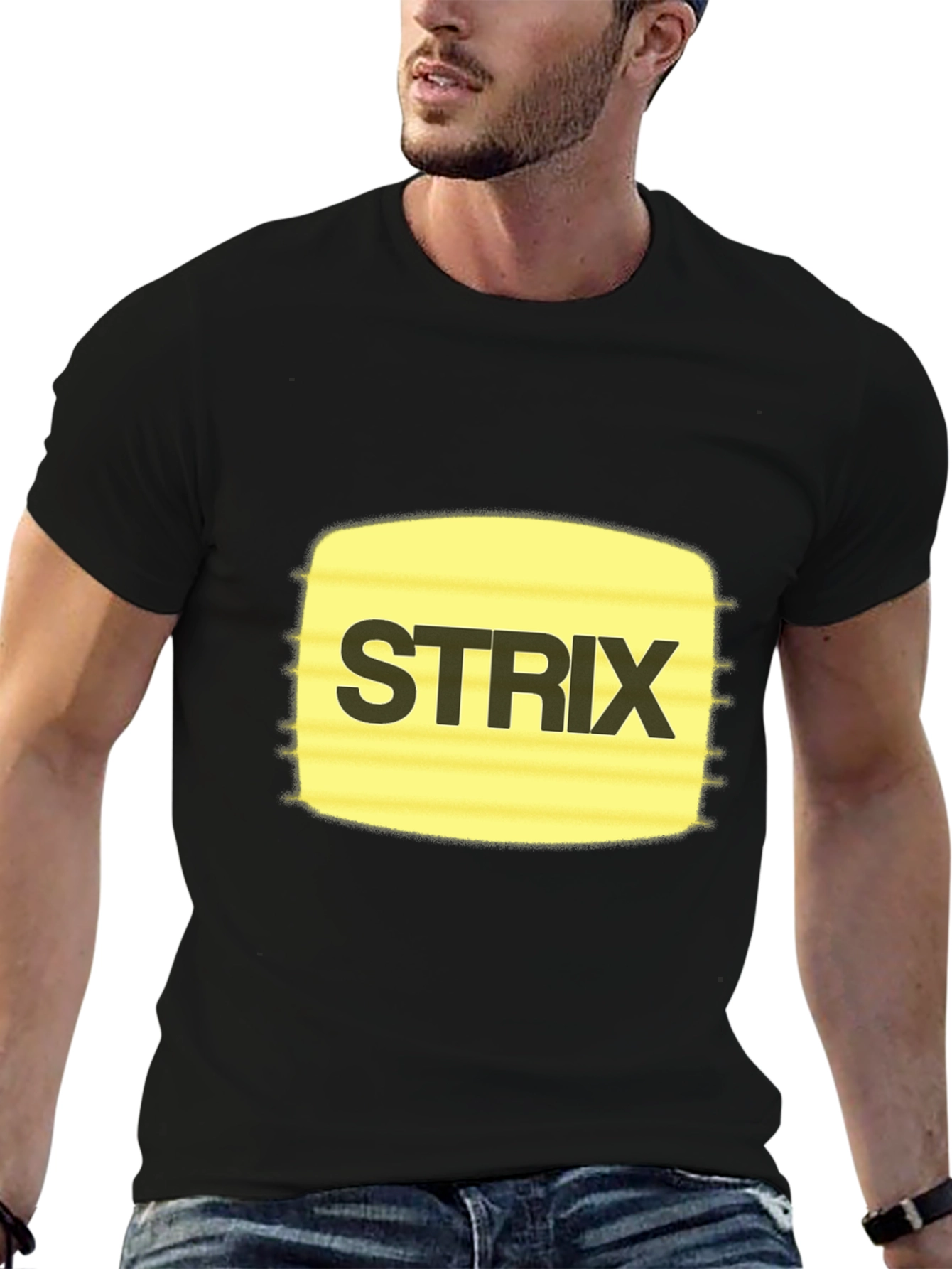Strix Graphic Tee - Black Cotton Casual T-Shirt