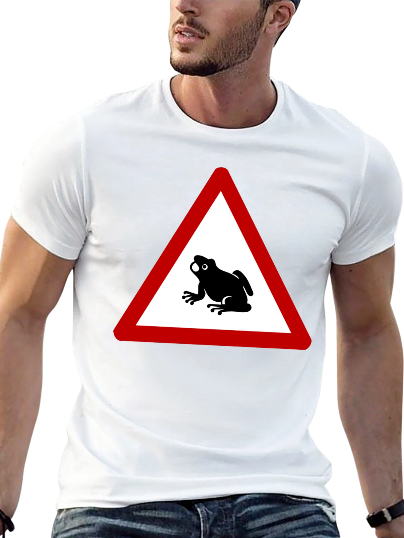 Frog Warning Sign Black T-Shirt