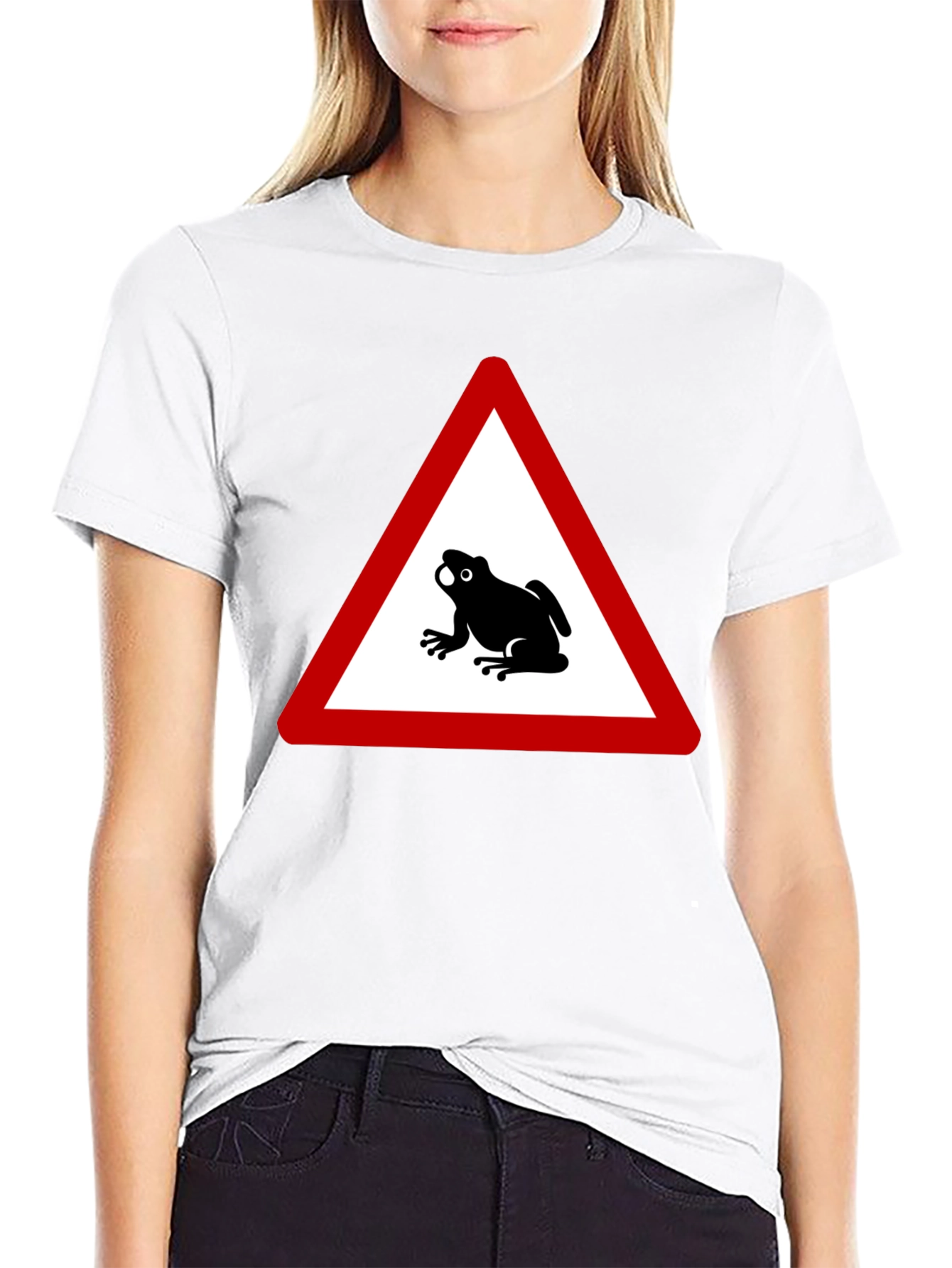 Frog Warning Sign Black T-Shirt