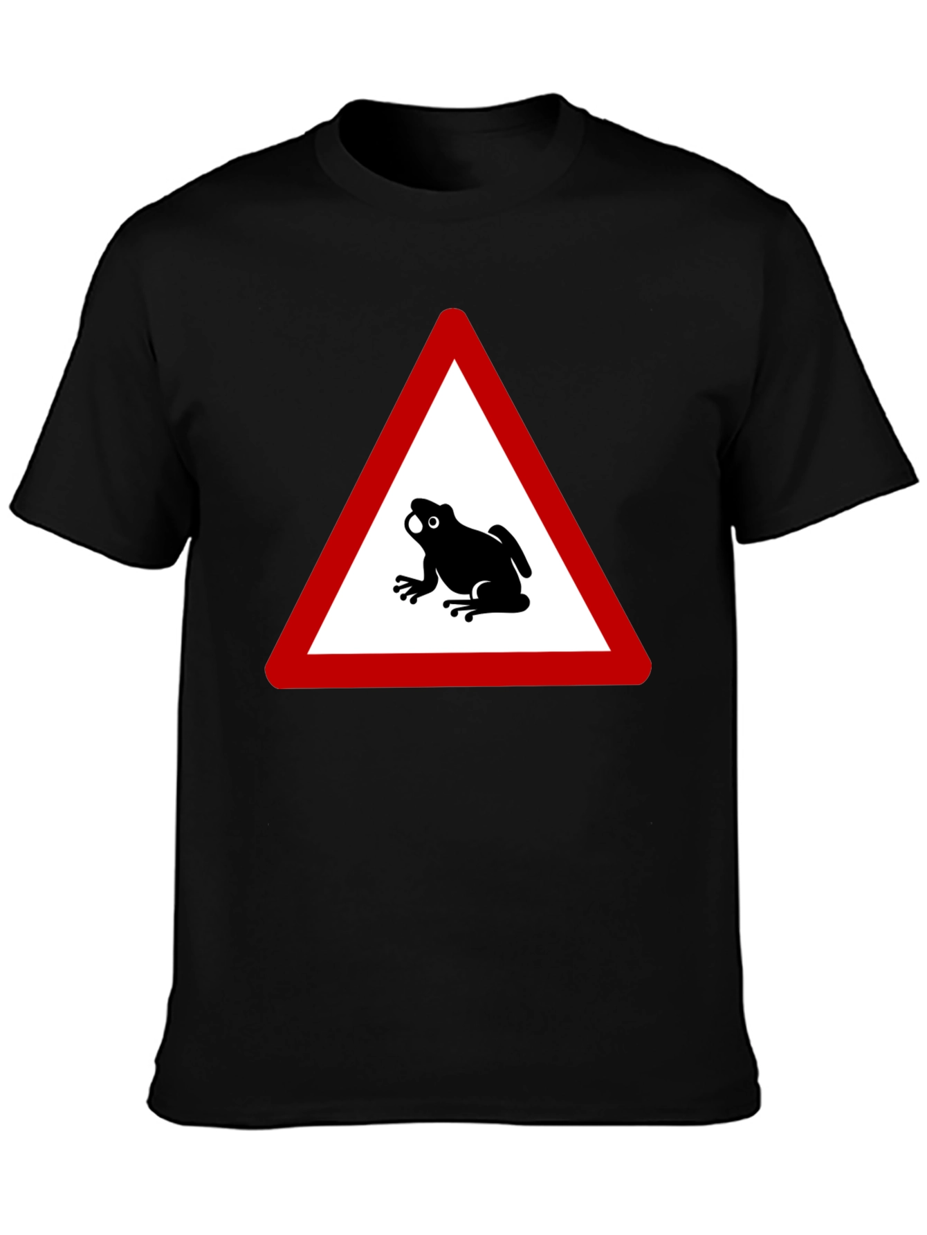 Frog Warning Sign Black T-Shirt