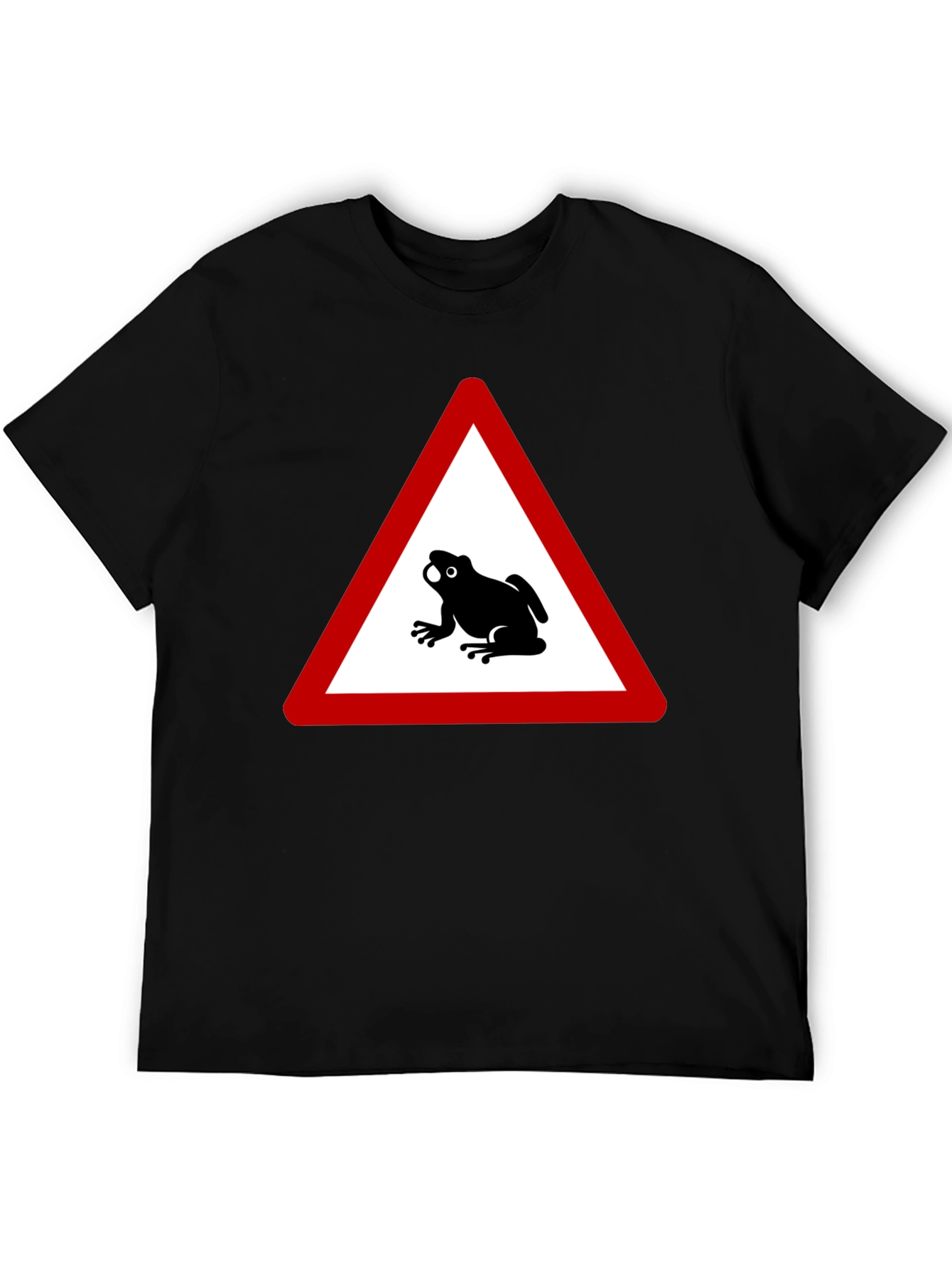 Frog Warning Sign Black T-Shirt