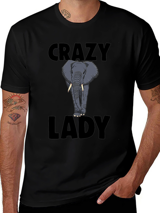 Crazy Elephant Lady Graphic Tee - Unique Animal Lovers Shirt