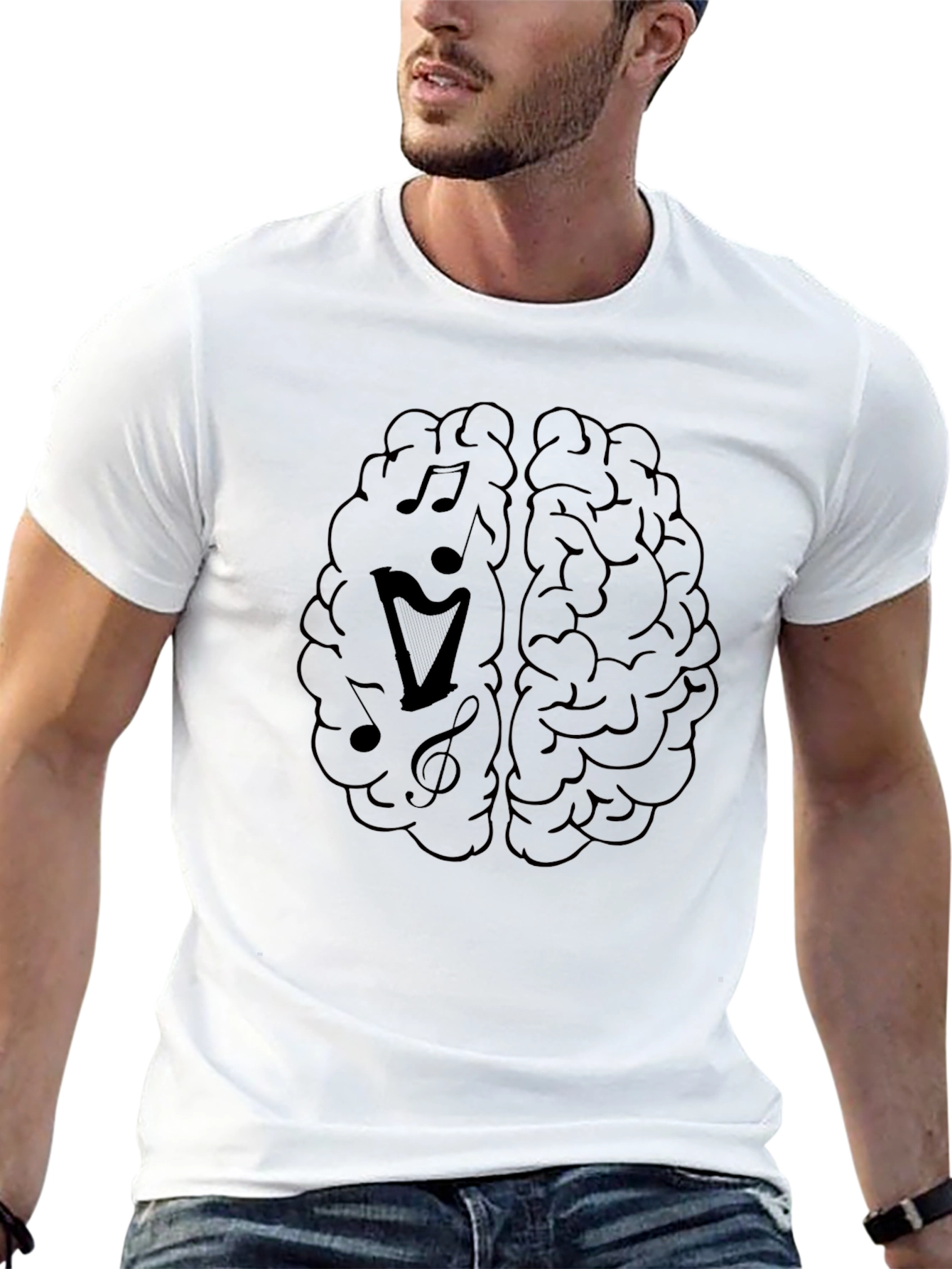 Music Brain Tee - Creative Mens Graphic T-Shirt