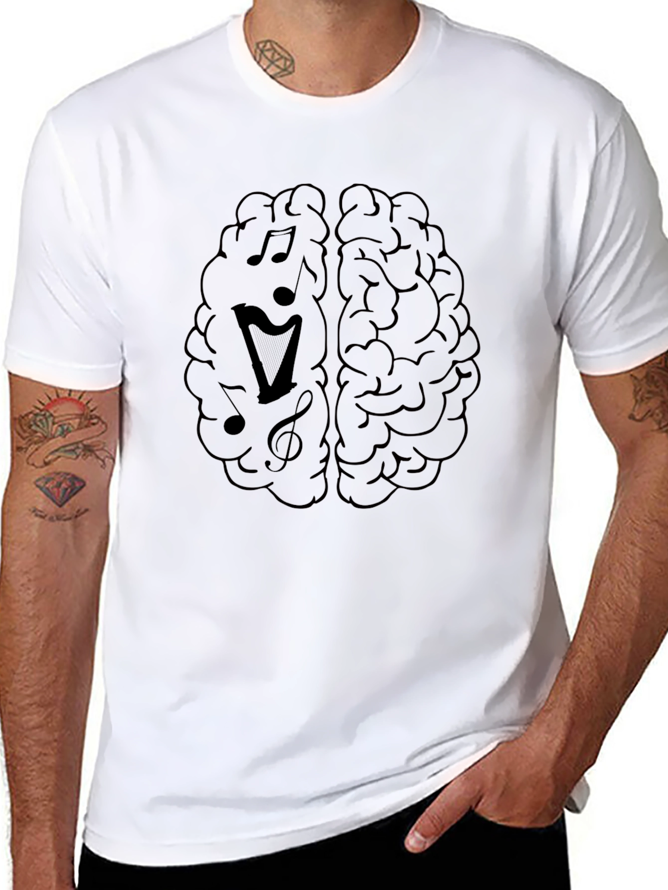 Music Brain Tee - Creative Mens Graphic T-Shirt