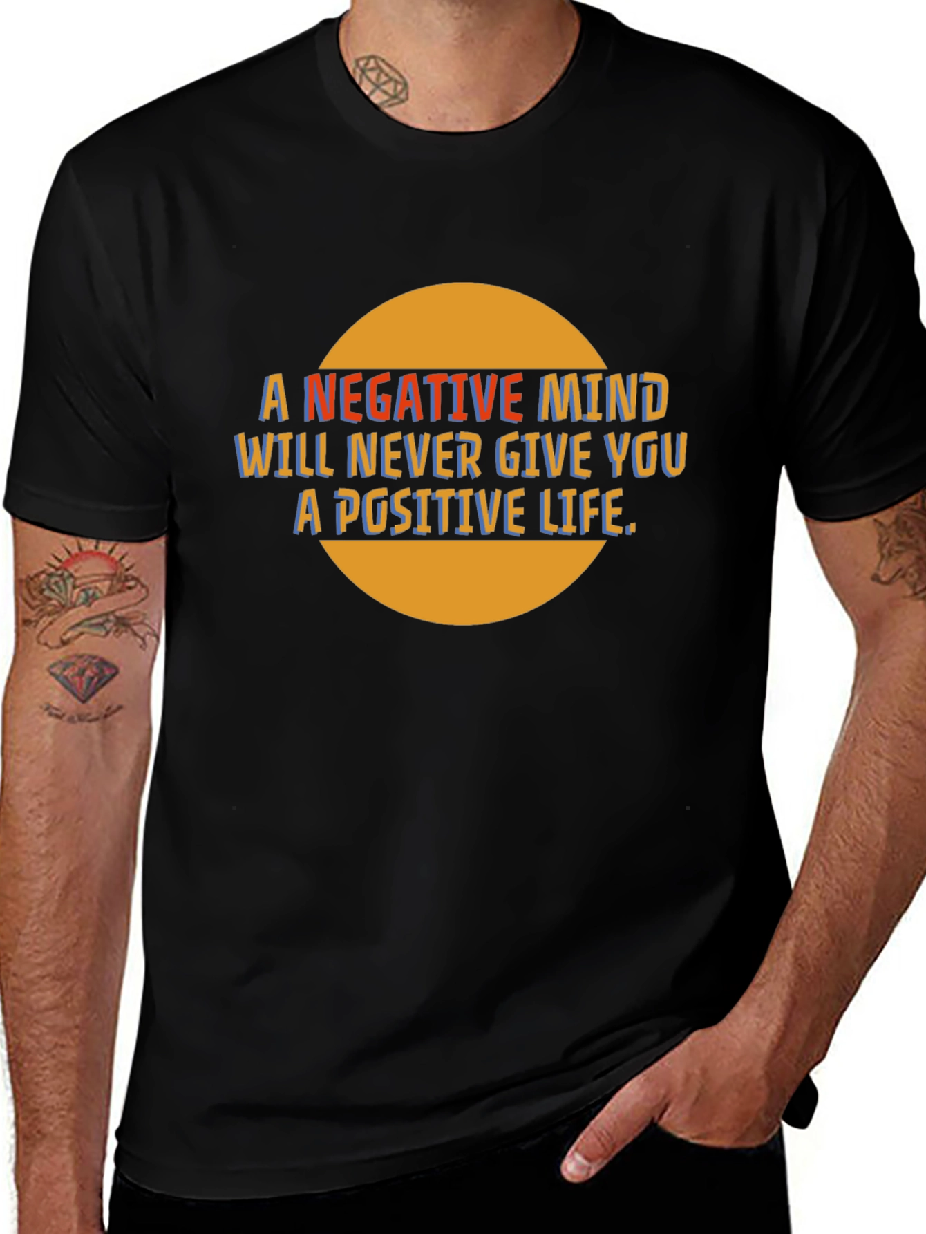 Inspirational Graphic Tee - Negative Mind Positive Life