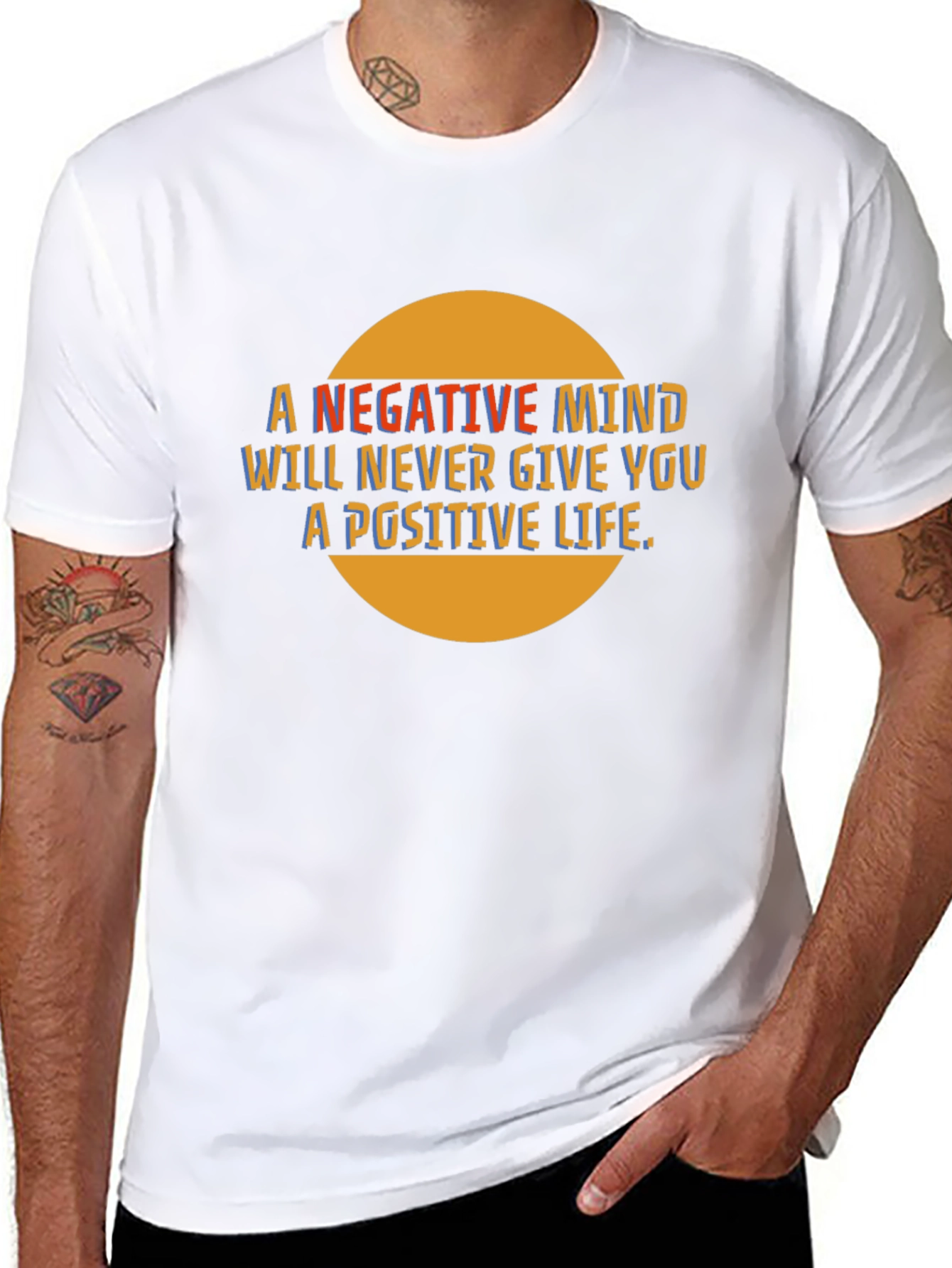 Inspirational Graphic Tee - Negative Mind Positive Life
