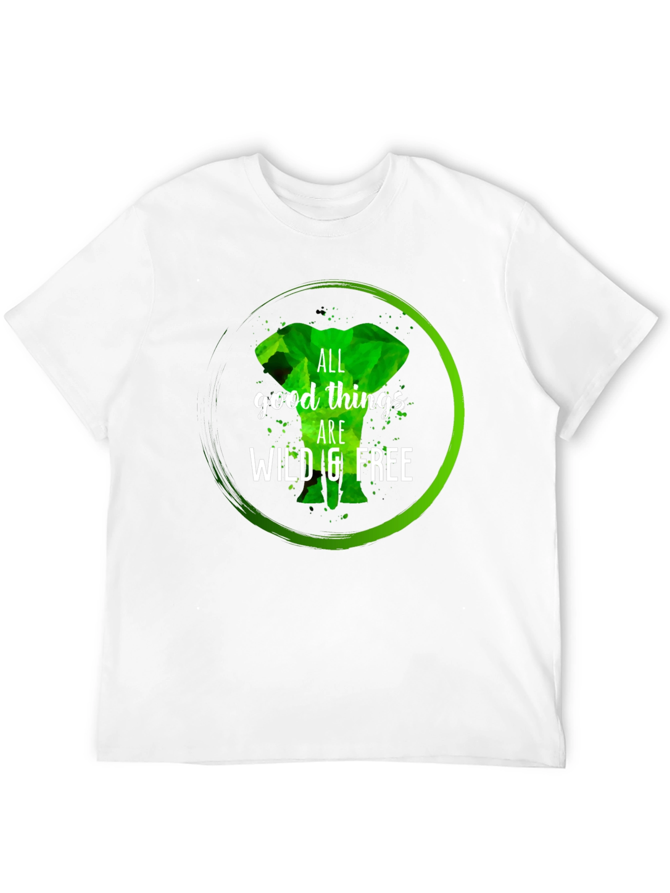 Wild & Free Elephant Graphic Tee - Black Cotton