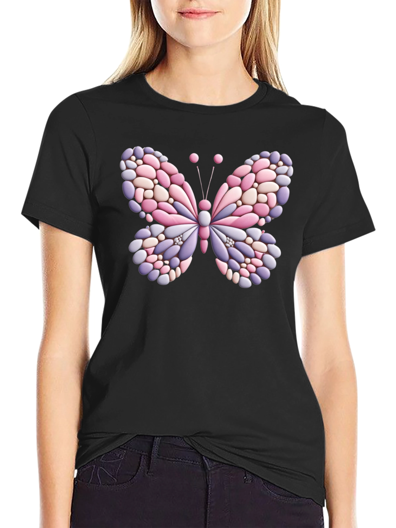 Butterfly Stone Graphic Black T-Shirt