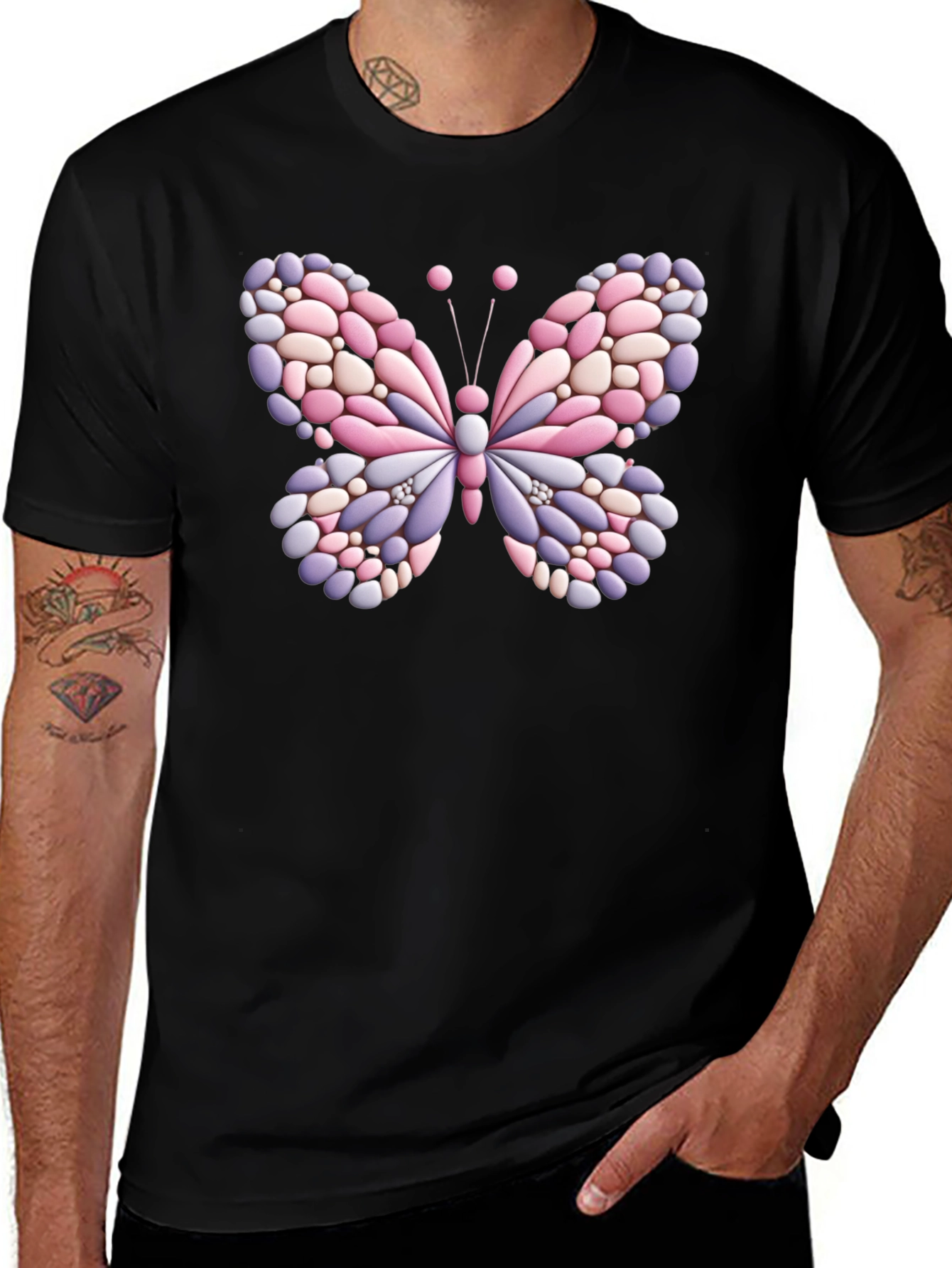 Butterfly Stone Graphic Black T-Shirt