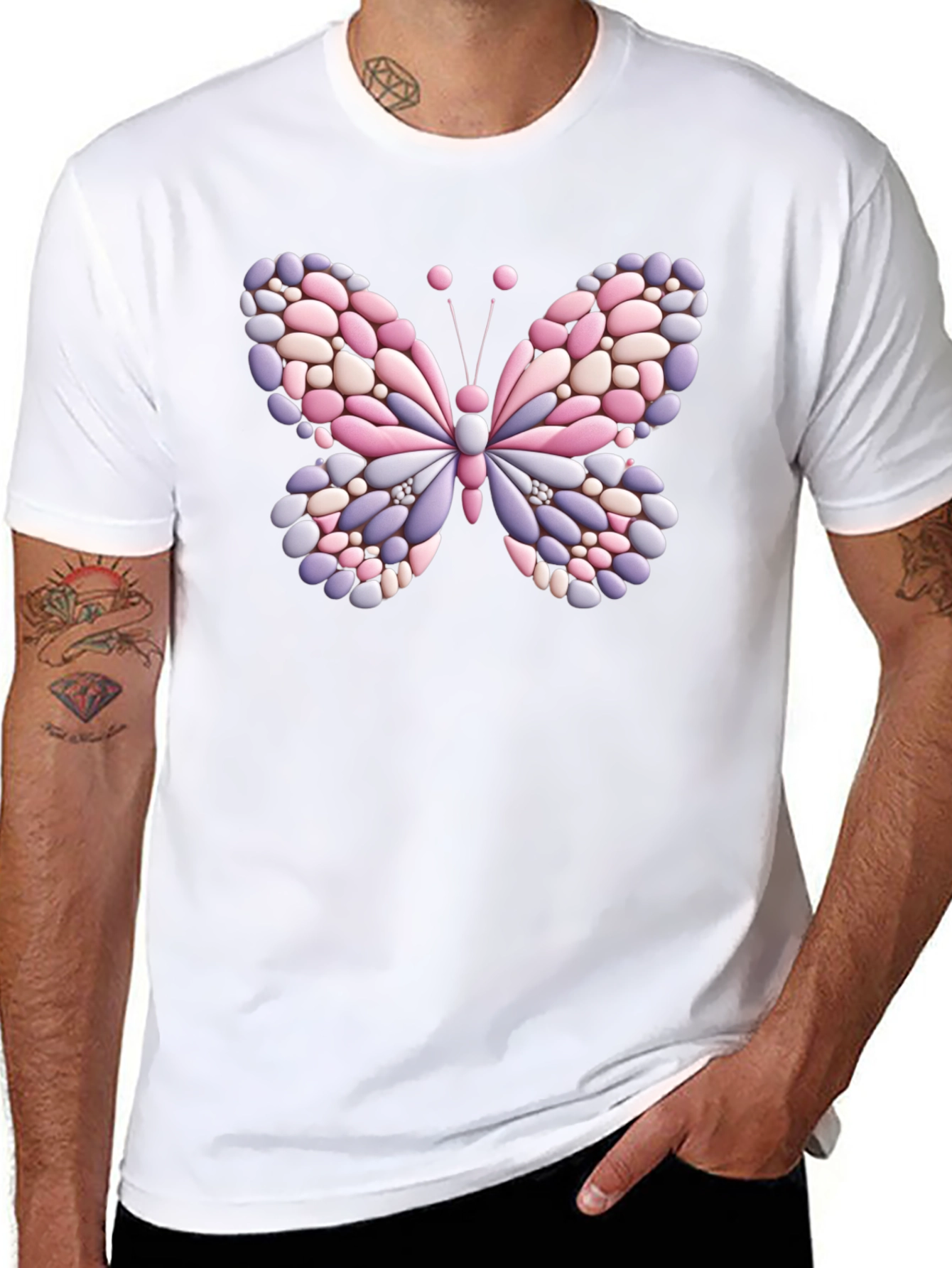Butterfly Stone Graphic Black T-Shirt