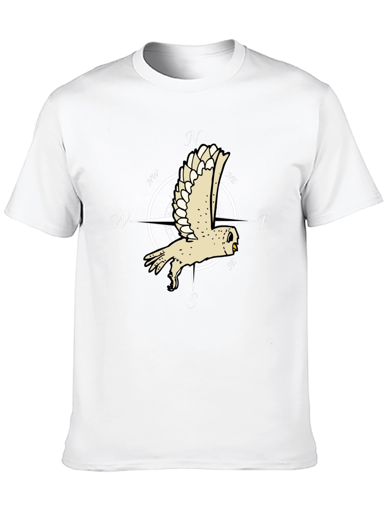 Owl Compass Rose Black T-Shirt