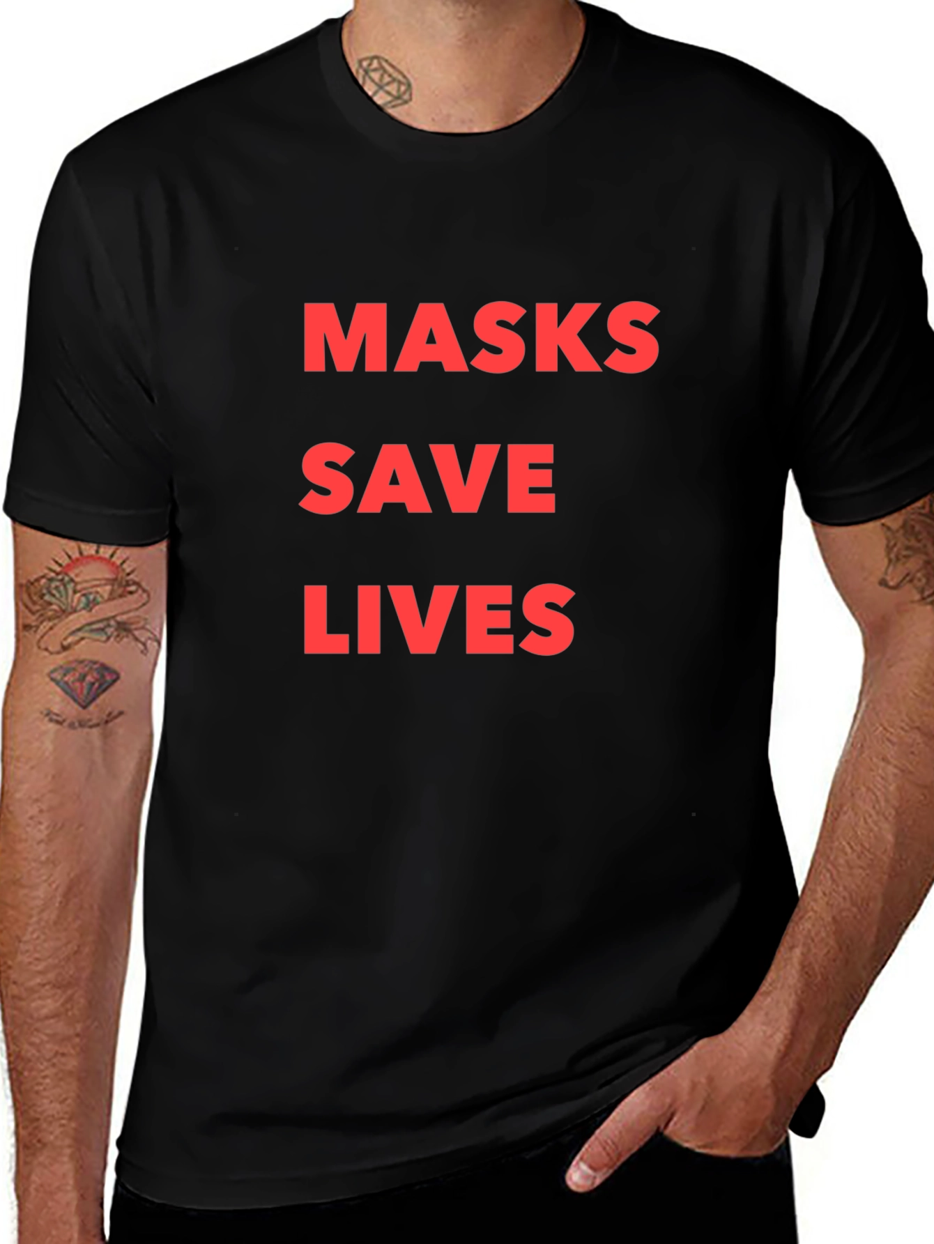 Masks Save Lives Black T-Shirt